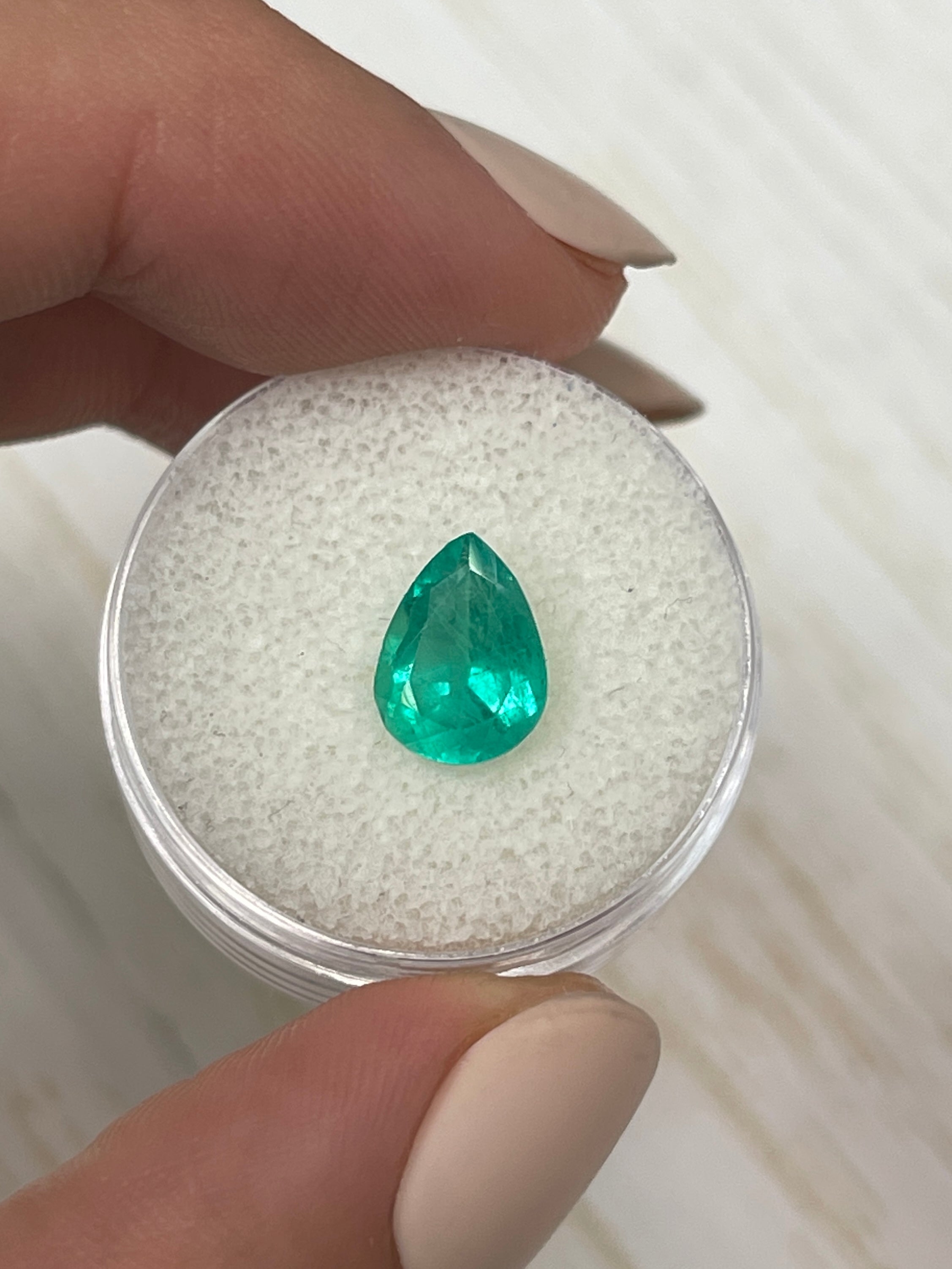 1.88 Carat Natural Colombian Emerald Pear Cut Loose Gemstone - Chunky Green Emerald for Jewelry Making, Engagement Rings & Custom Designs