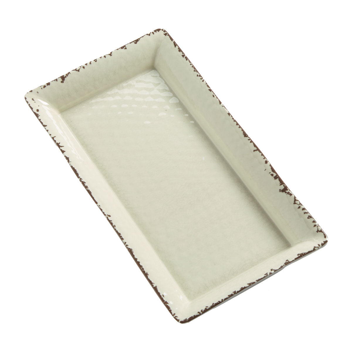 Antique White Small Rectangular Melamine Platter 14.25 x 7.5 Inches - Durable American Metalcraft AWMEL19 Serving Tray for Parties, Buffets & Home Decor