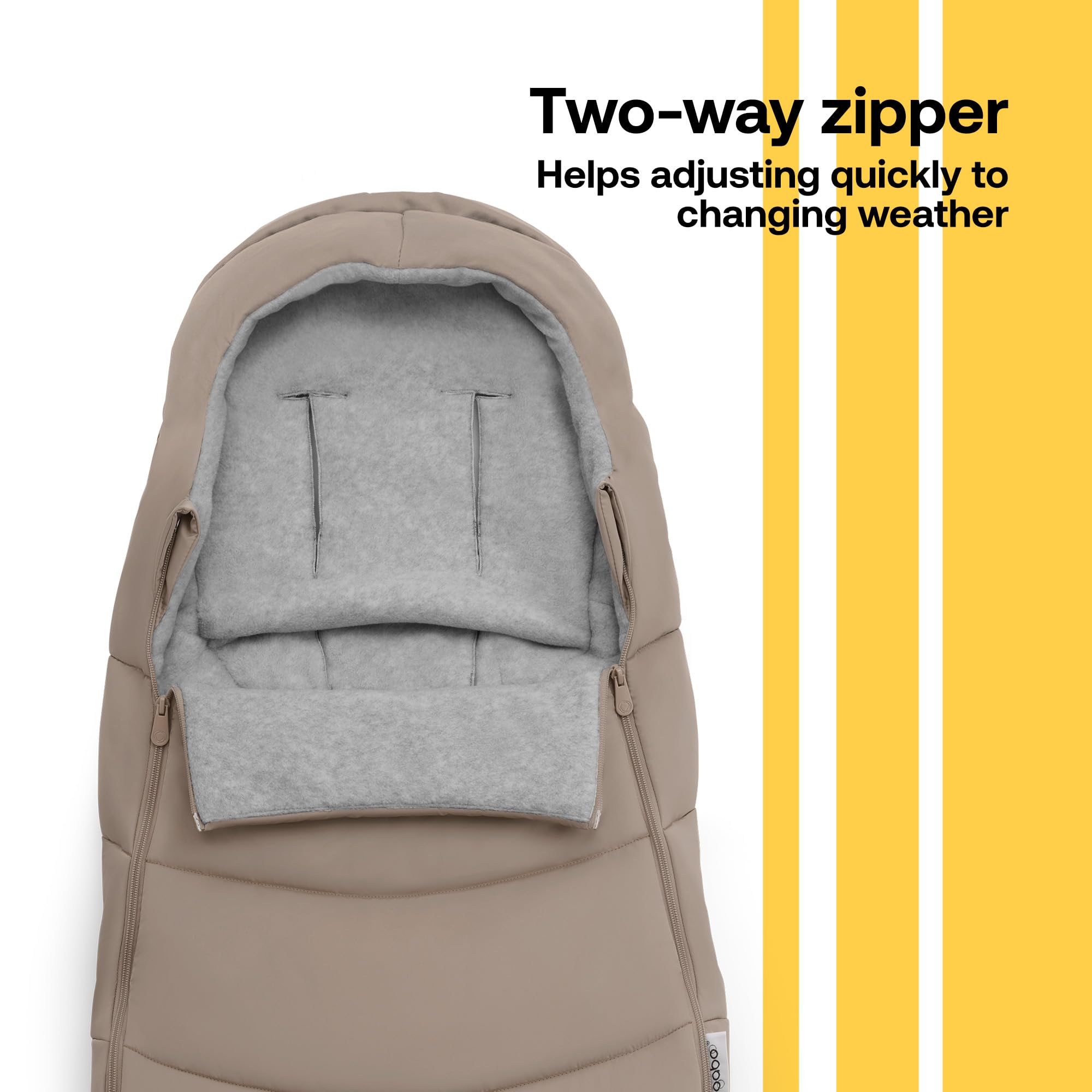 Bugaboo Footmuff - All-Season Weatherproof Stroller Accessory with Removable Climate Control & Reflective Trim (Dune Taupe) | Perfect for Baby Stroller Comfort in Winter, Summer & Rainy Days