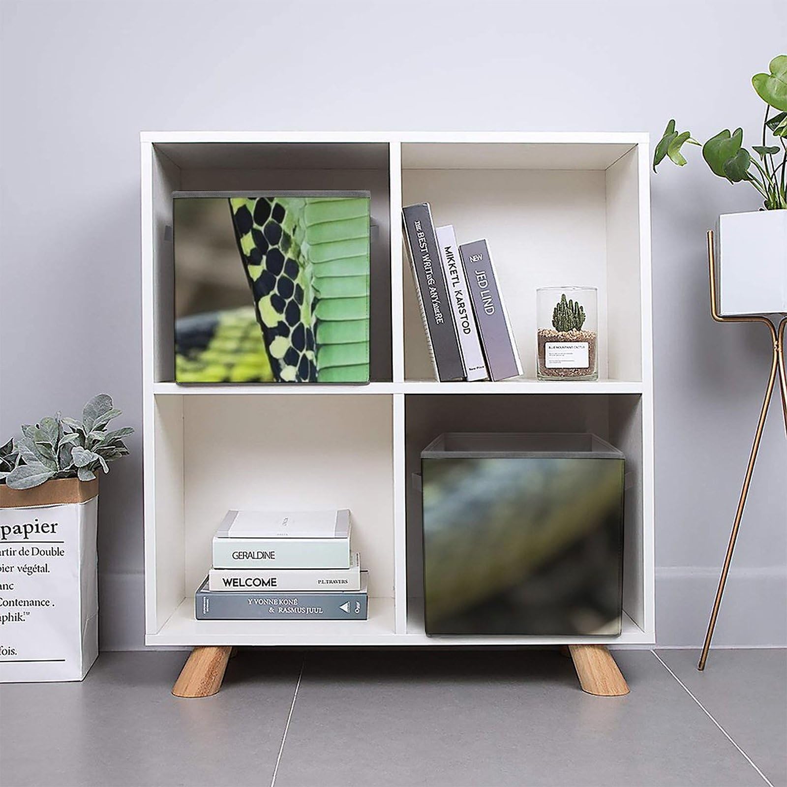 Large Collapsible Storage Cubes with Handles - 10.6x10.6x10.6 Inch Closet Organizer Bins for Home & Office - Perfect for Toys, Clothes, Books & Seasonal Storage | Cobra Snake Pattern Storage Box