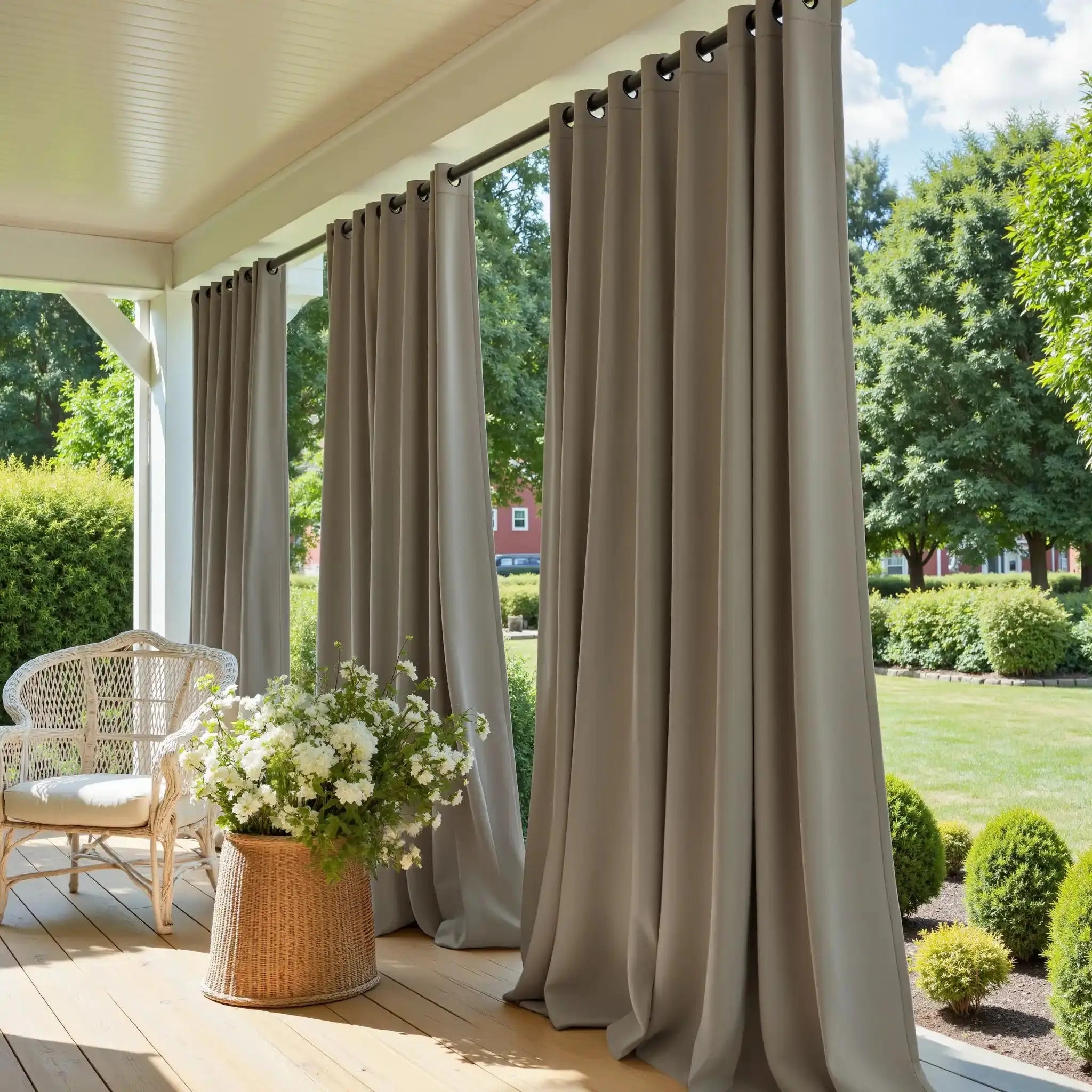 Premium Solid Acrylic Outdoor Curtains - Waterproof & UV Resistant Patio Drapes for Porch, Deck, and Poolside Privacy - Heavy Duty Weatherproof Window Treatments for Sun Protection and Decoration