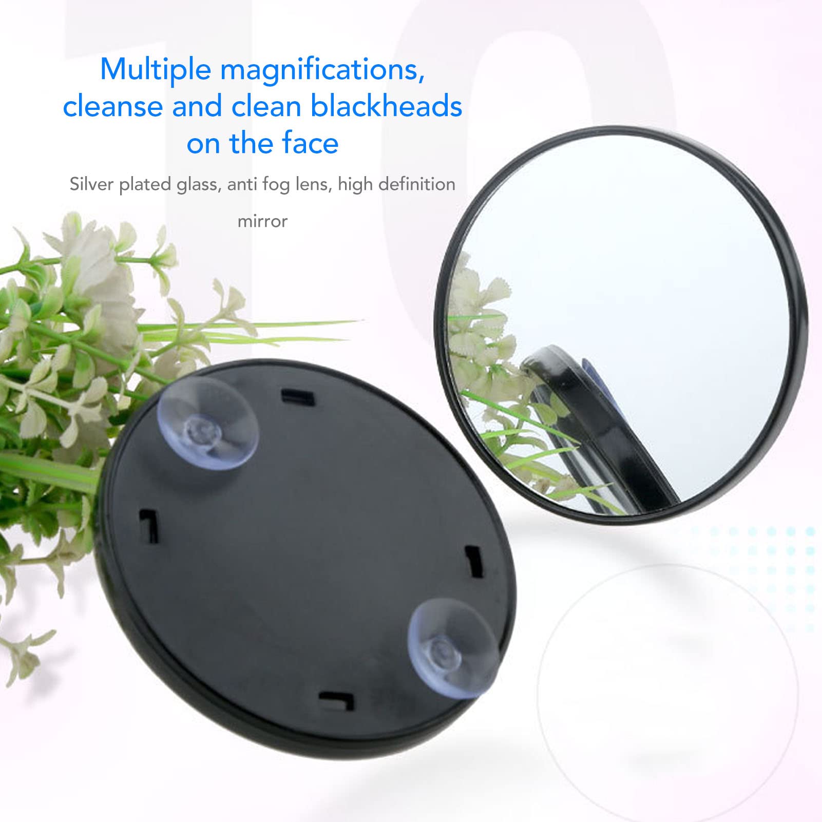 **10X Magnifying Suction Makeup Mirror - Detachable Round Vanity Mirror with Double Suction Cups, HD Anti-Fog Glass for Precise Makeup, Eyebrow Plucking & Skincare - Perfect for Bathroom, Bedroom & Travel**