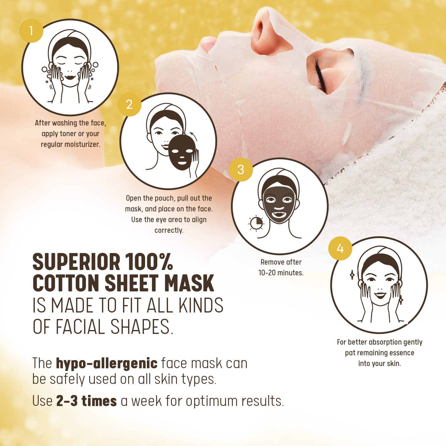 Korean Sheet Face Mask Bundle - Royal Jelly Essence Deep Hydrating & Anti-Aging Skin Care (10 Pack) | For Daily Moisturizing, Wrinkle Reduction & Glowing Skin at Home or Travel