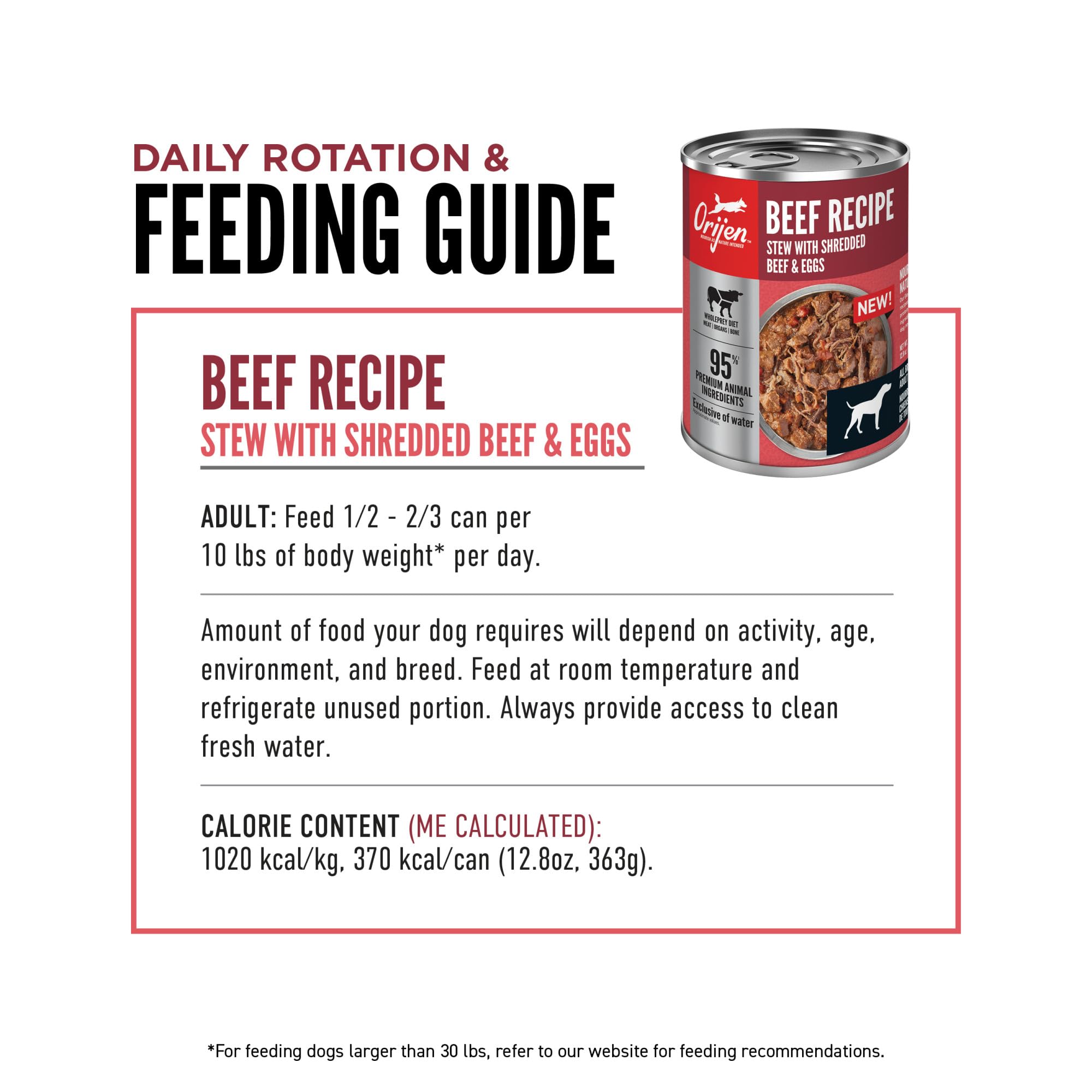ORIJEN Grain Free Wet Dog Food - Beef Recipe Stew with Shredded Beef & Eggs | WholePrey Ingredients | 12.8oz (Pack of 12) | High Protein Meal for Adult Dogs | Perfect for Picky Eaters & Sensitive Stomachs