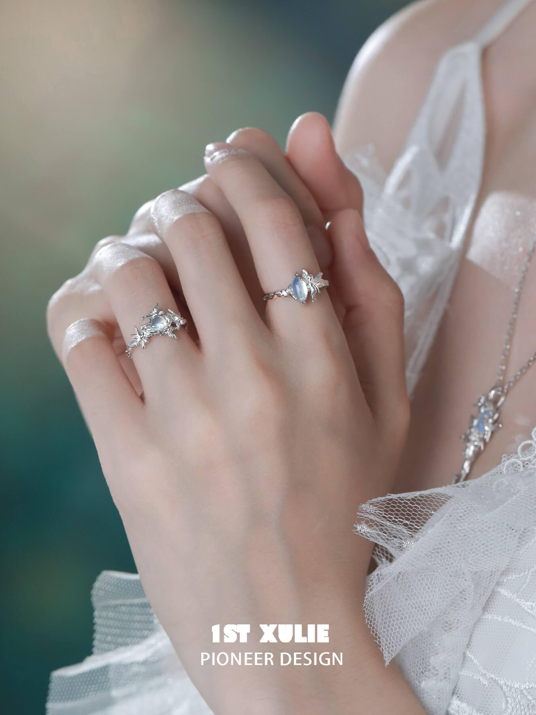 Blue Sky S925 Sterling Silver Opal Genie Rings for Women - Elegant Bohemian Jewelry Gift for Birthday, Anniversary & Special Occasions