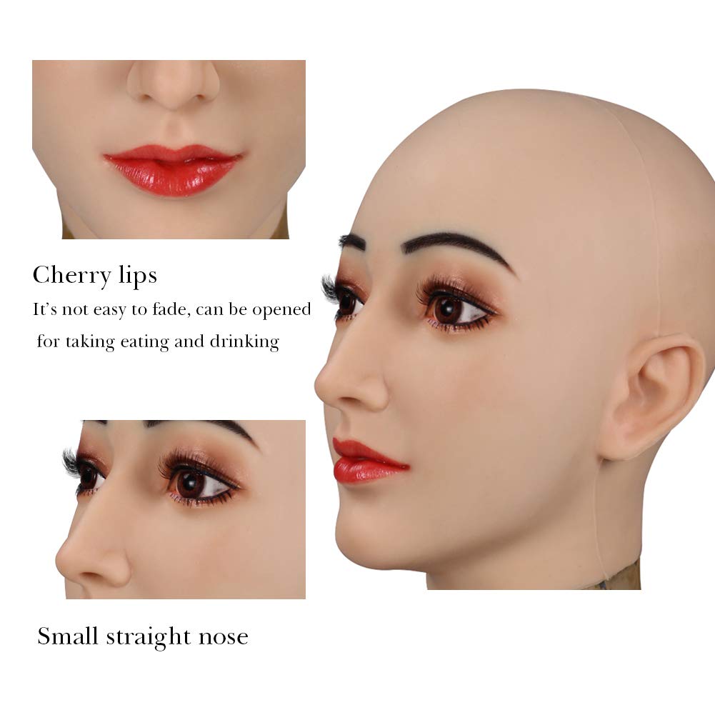 YIQI Realistic Silicone Male to Female Head Mask - Handmade Transgender & Crossdresser Costume Accessory for Cosplay, Halloween, and Theater Performances