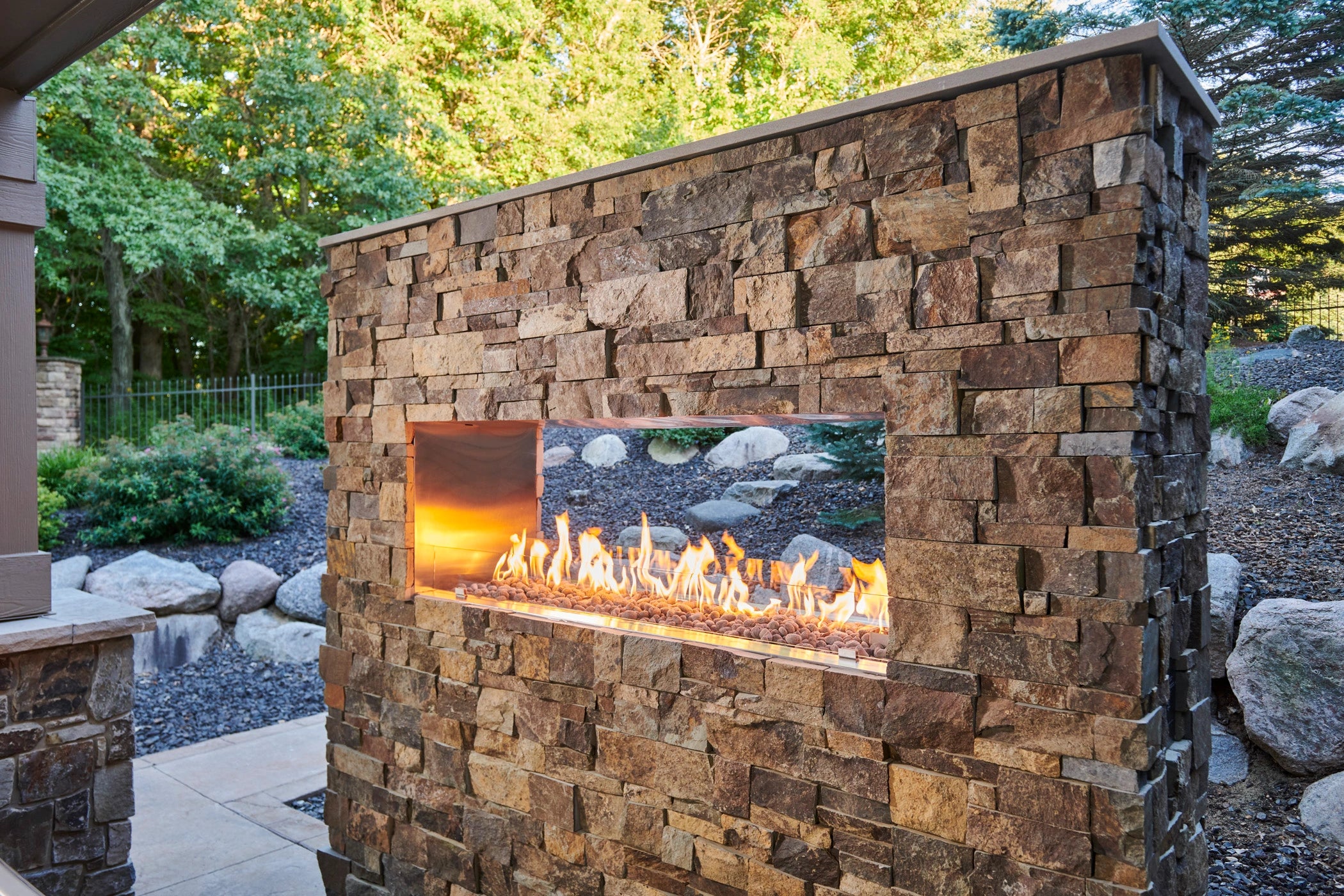 The Outdoor Greatroom Company See Through Ready to Finish Outdoor Fireplace - Elegant Patio Fireplace for Backyard, Garden & Deck - Perfect for Outdoor Gatherings & Relaxation