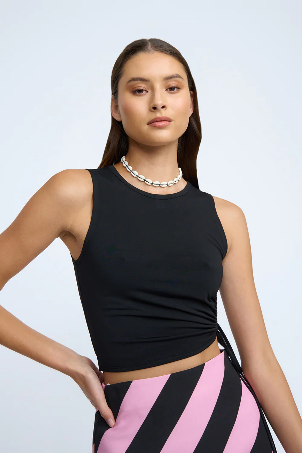 EVIA STRIPE MINI SKIRT - Candy Black & Pink | Women's Fashion Skirt for Party, Club, Date Night & Summer Outfits