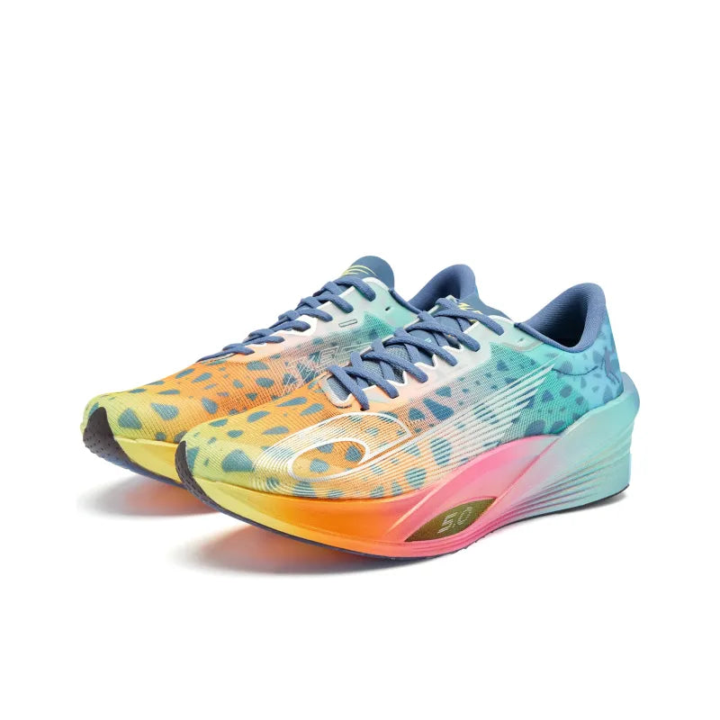 Qiaodan Men's FeiYing PB 5.0 Running Shoes - Drifting Sand Blue/Sun Orange - Lightweight Cushioned Sneakers for Jogging, Gym & Outdoor Sports