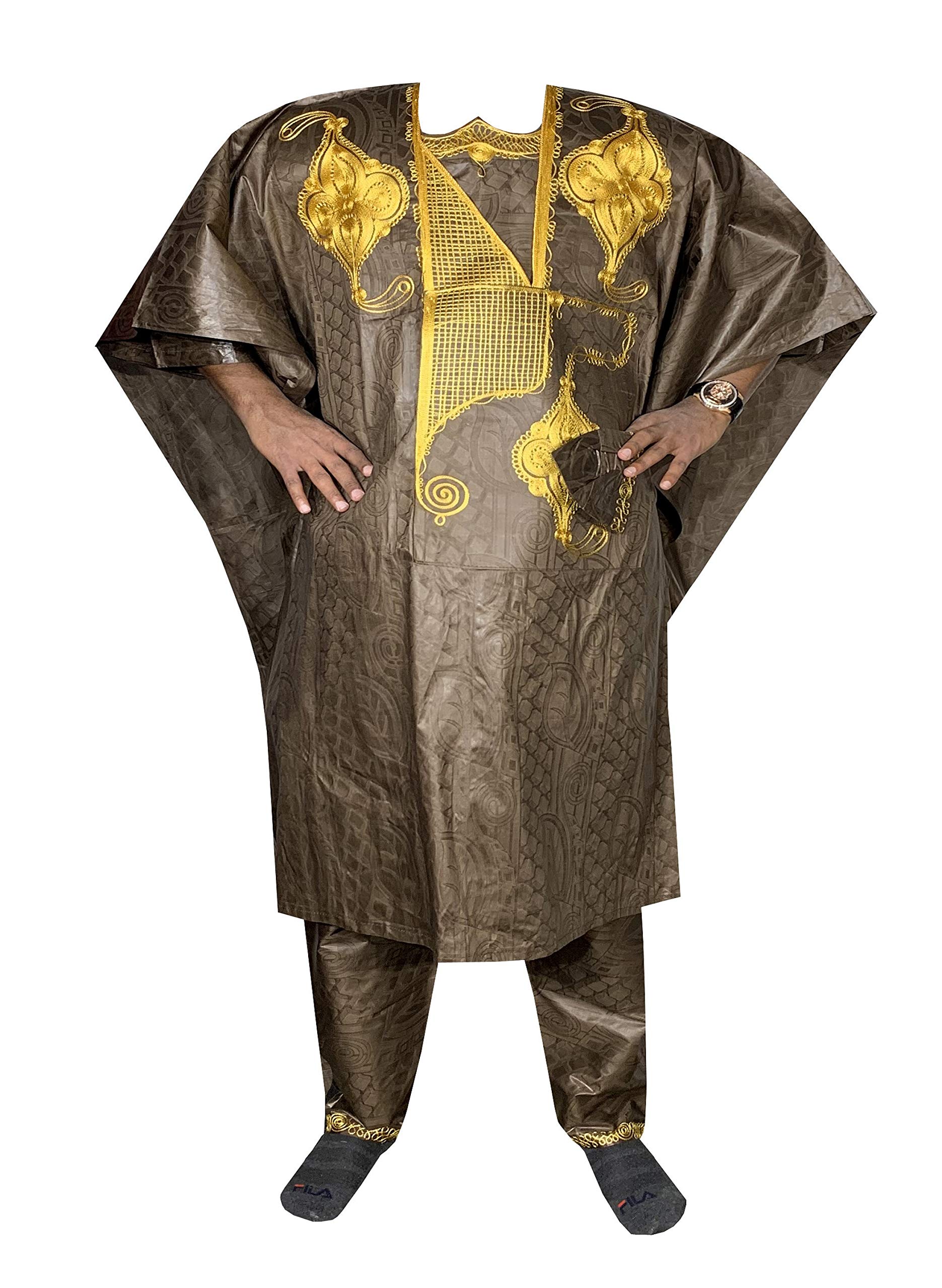 African Men's Clothing - Grand Boubou & Agbada Traditional Outfit | Handmade African Attire for Men | Perfect for Weddings, Festivals & Special Occasions