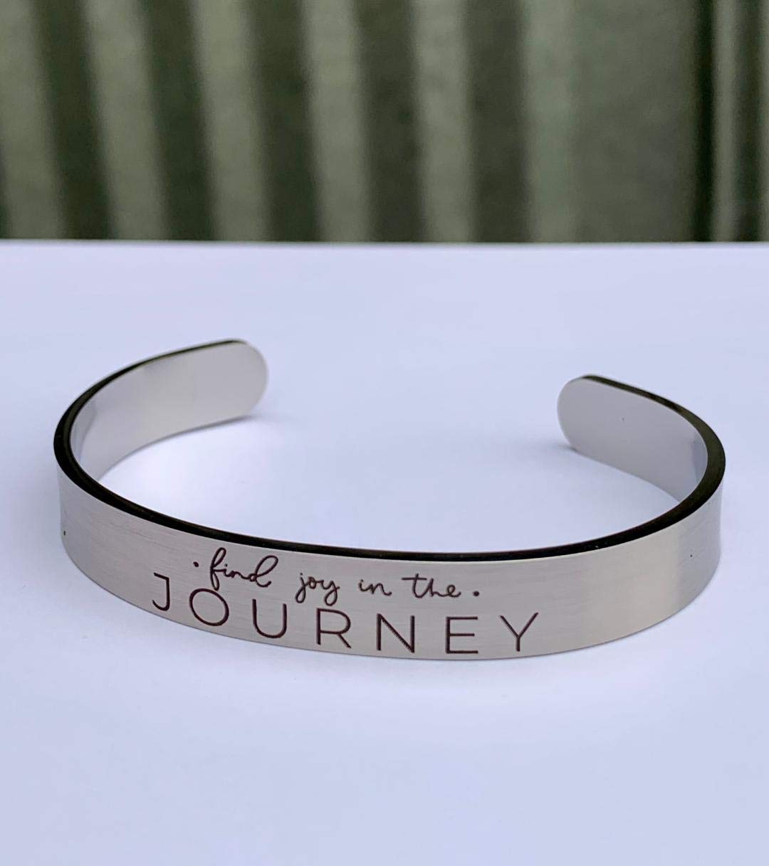 Dream Mantra Cuff Bracelet - Stackable Graduation & Birthday Gift for Her - Find Joy in the Journey - Best Friend Gift - Perfect for Daily Wear, Special Occasions & Spiritual Inspiration