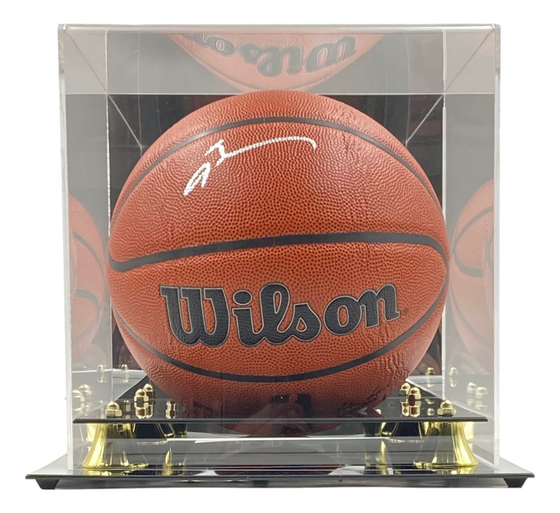Authentic Allen Iverson Philadelphia 76ers Signed Wilson NBA I/O Replica Basketball with JSA ITP Certificate & Display Case - Perfect for Collectors, Sports Memorabilia Fans, and Home Office Decor