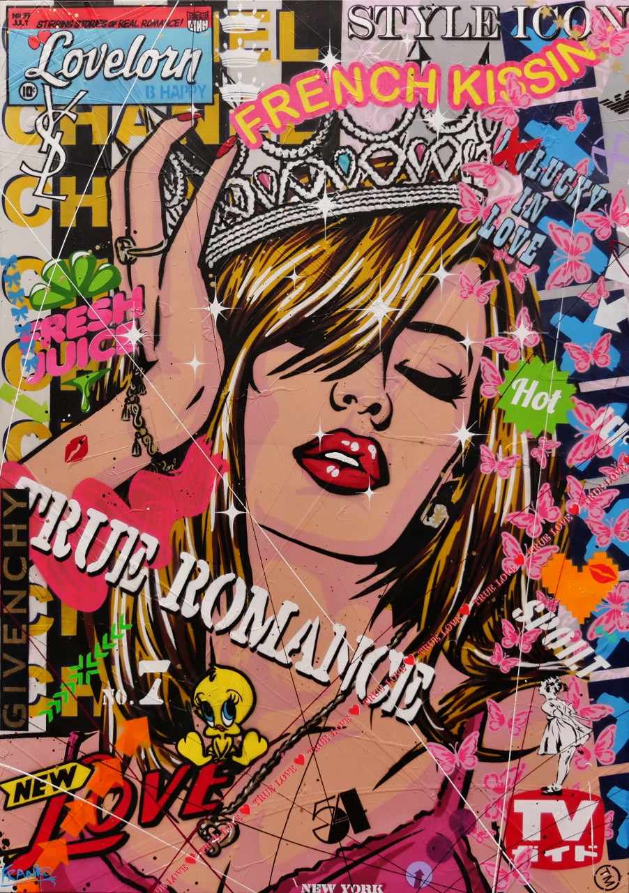 Candy Princess 140cm x 100cm Beauty Queen Textured Urban Pop Art Canvas Painting - Perfect for Living Room, Bedroom, and Office Wall Decor