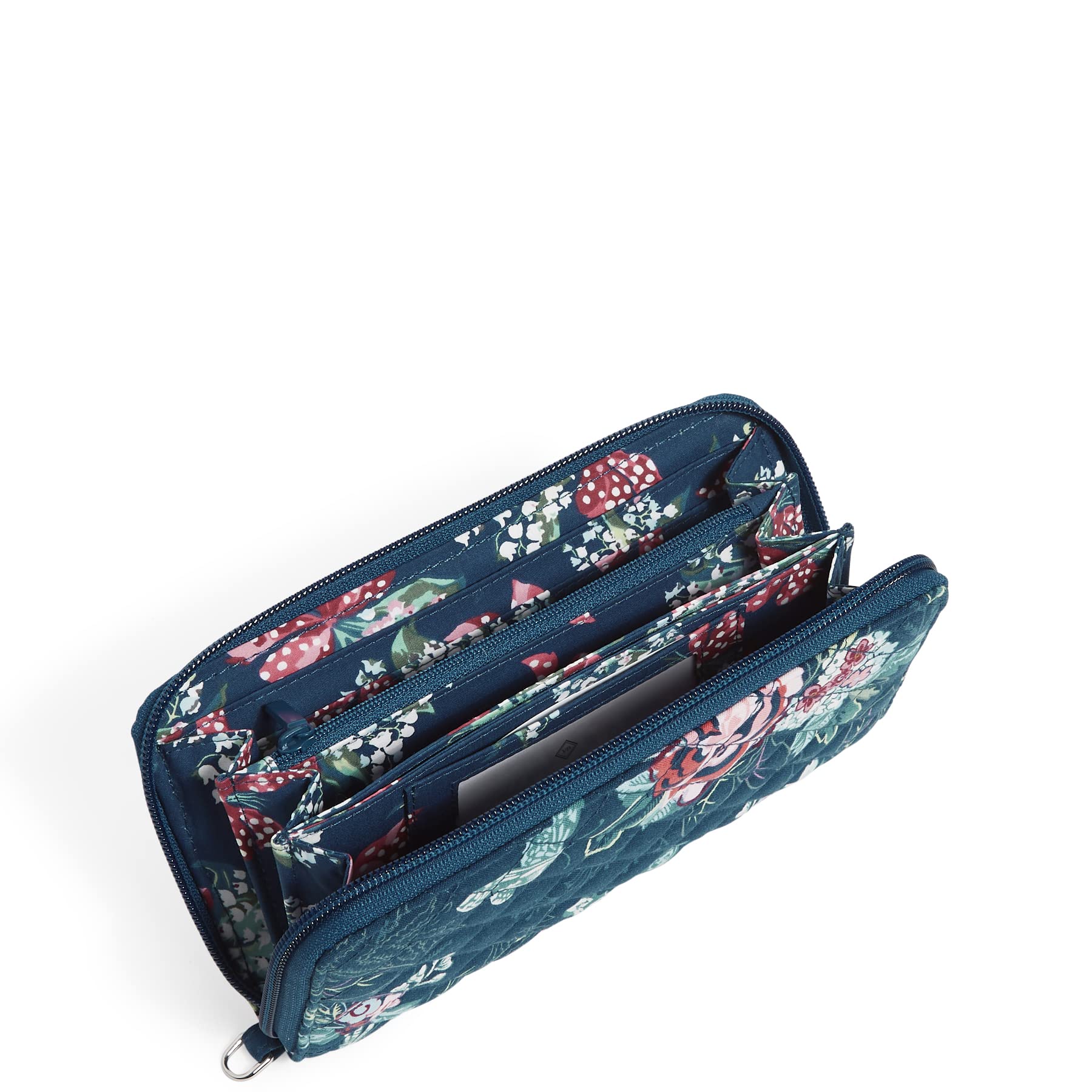 Vera Bradley Women's RFID Blocking Cotton Accordion Wristlet Wallet - Secure Travel & Everyday Use for Credit Cards, Cash & Essentials