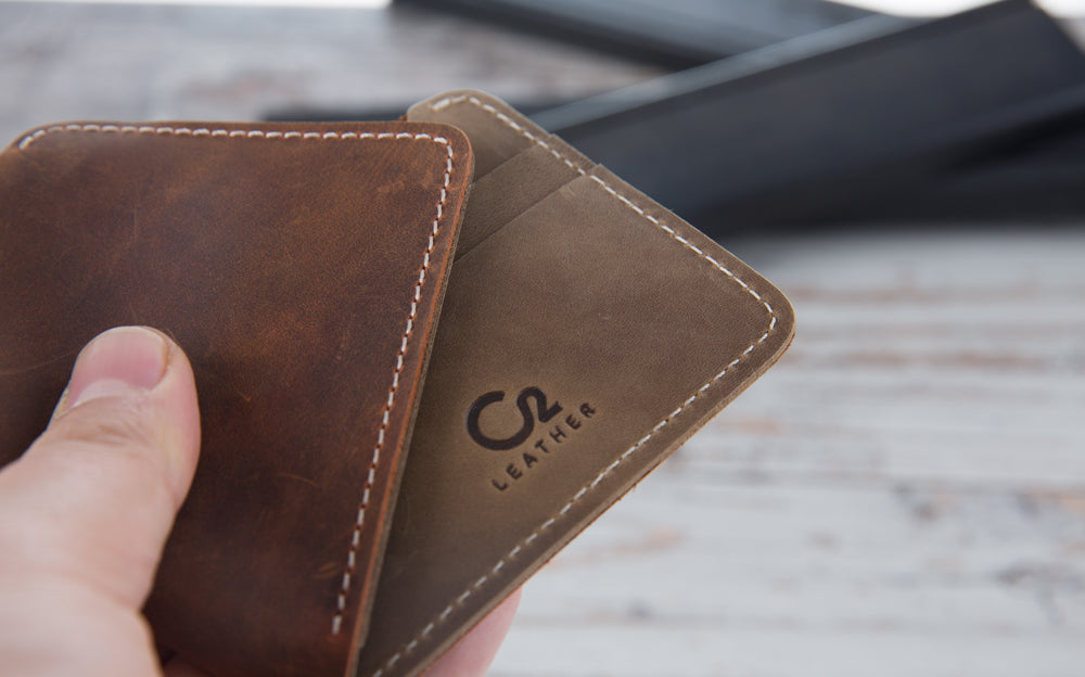 Slim Leather Wallet for Men - Brown & Tan Genuine Leather Minimalist Bifold Wallet - Perfect for Everyday Carry, Travel & Business Use