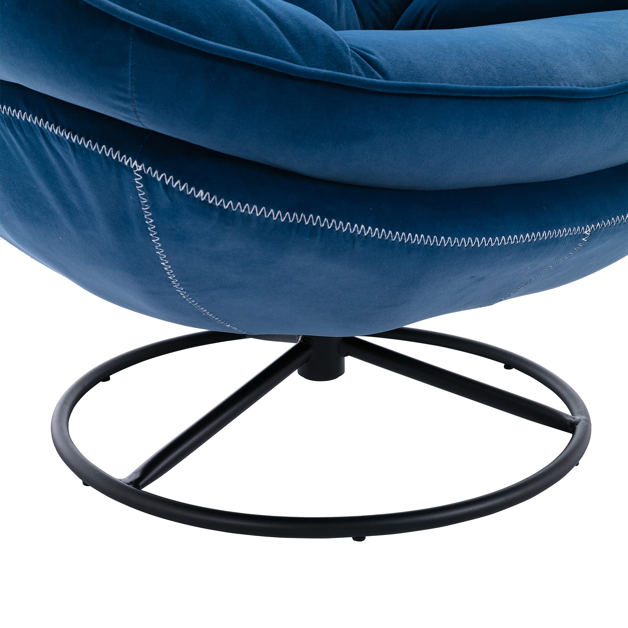 360° Swivel Accent Chair with Ottoman Set - Blue Modern Lounge Chair for Bedroom, Living Room & Office - 33.5