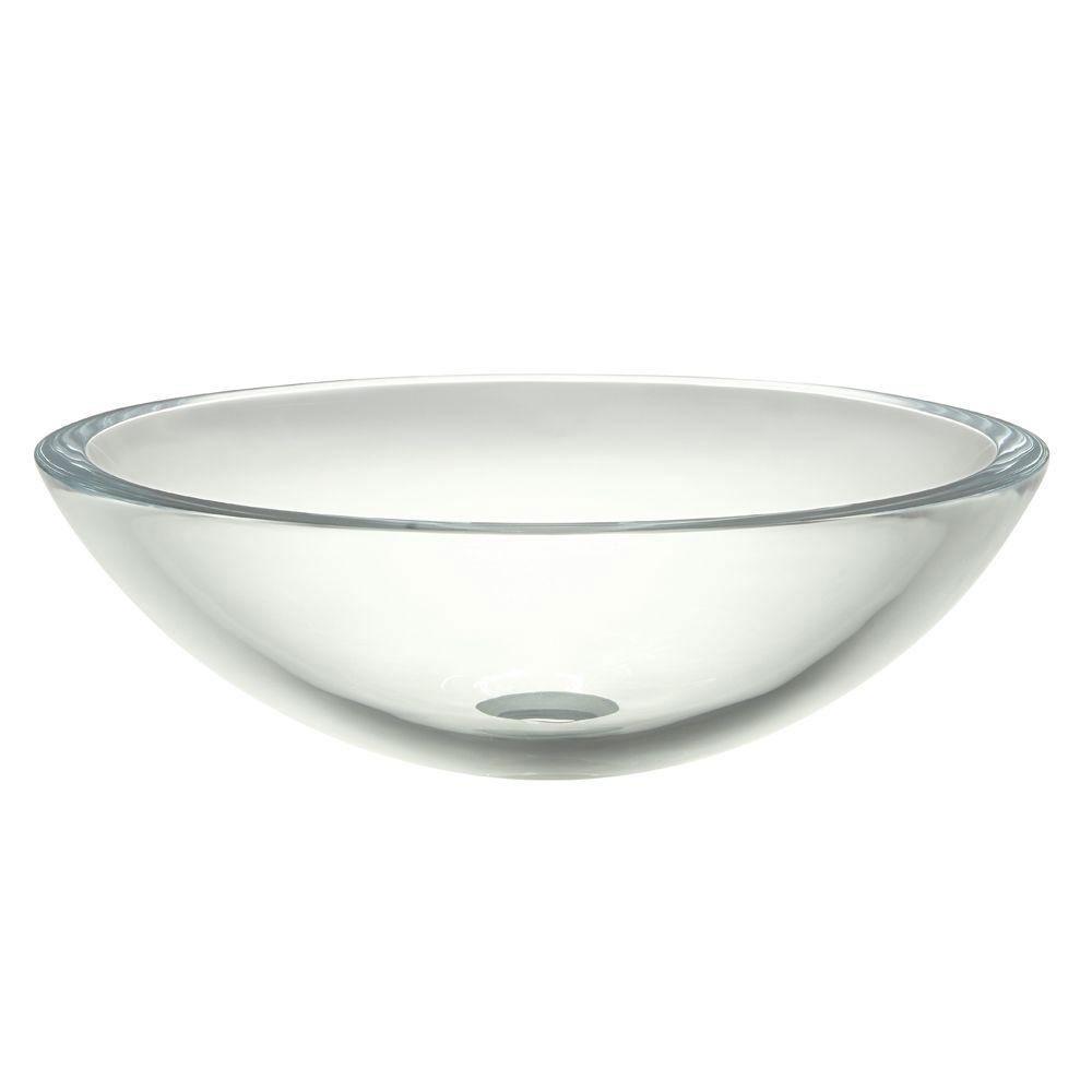 Decolav Translucence Glass Vessel Sink - Transparent Crystal Bathroom Sink 542900 | Modern Vanity Sink for Bathroom, Powder Room & Spa Decor