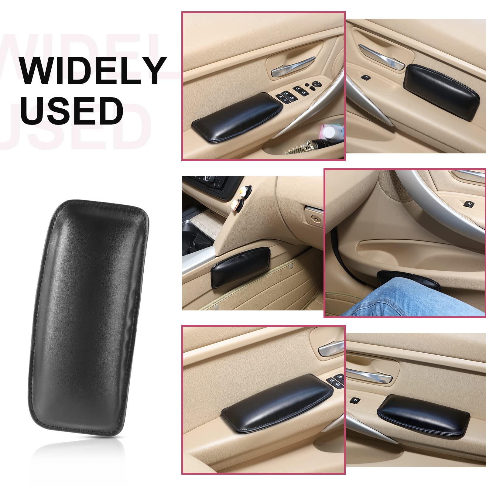 6 Pack Leather Car Knee Cushion - Soft Automotive Center Console Armrest Support Pillow for Knee, Leg & Elbow Comfort | Ergonomic Car Interior Accessories for Truck, SUV & Sedan | Reduce Fatigue on Long Drives & Commutes
