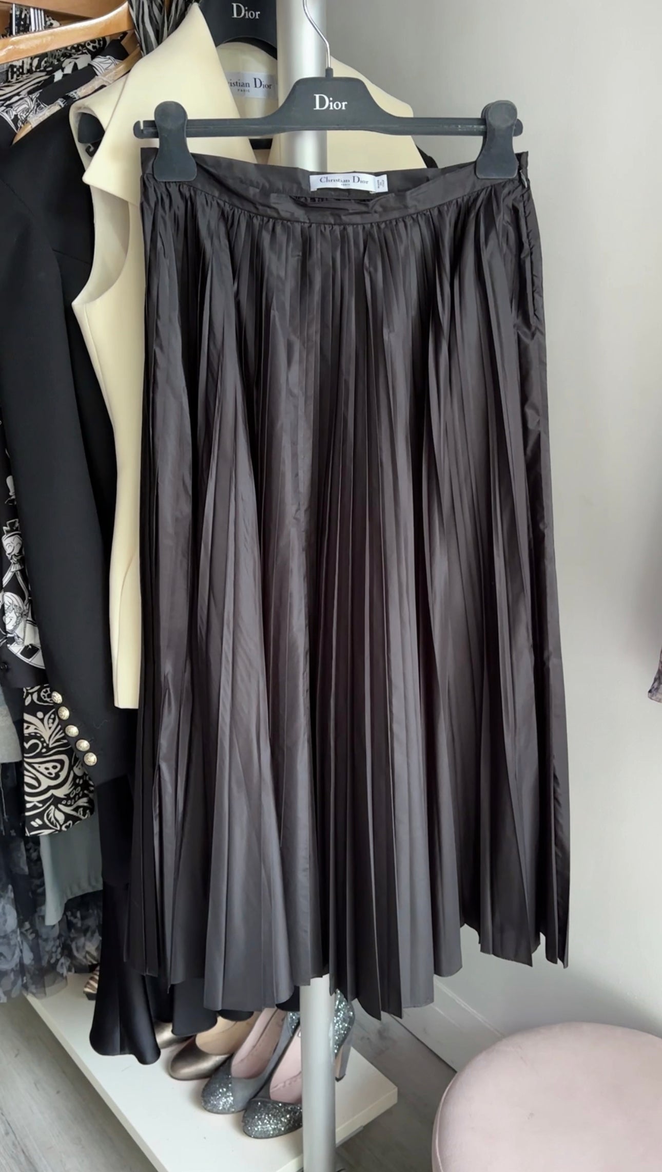 Christian Dior Black Silk Pleated Maxi Skirt Size 28 - Elegant Evening Wear & Special Occasion Outfit for Women