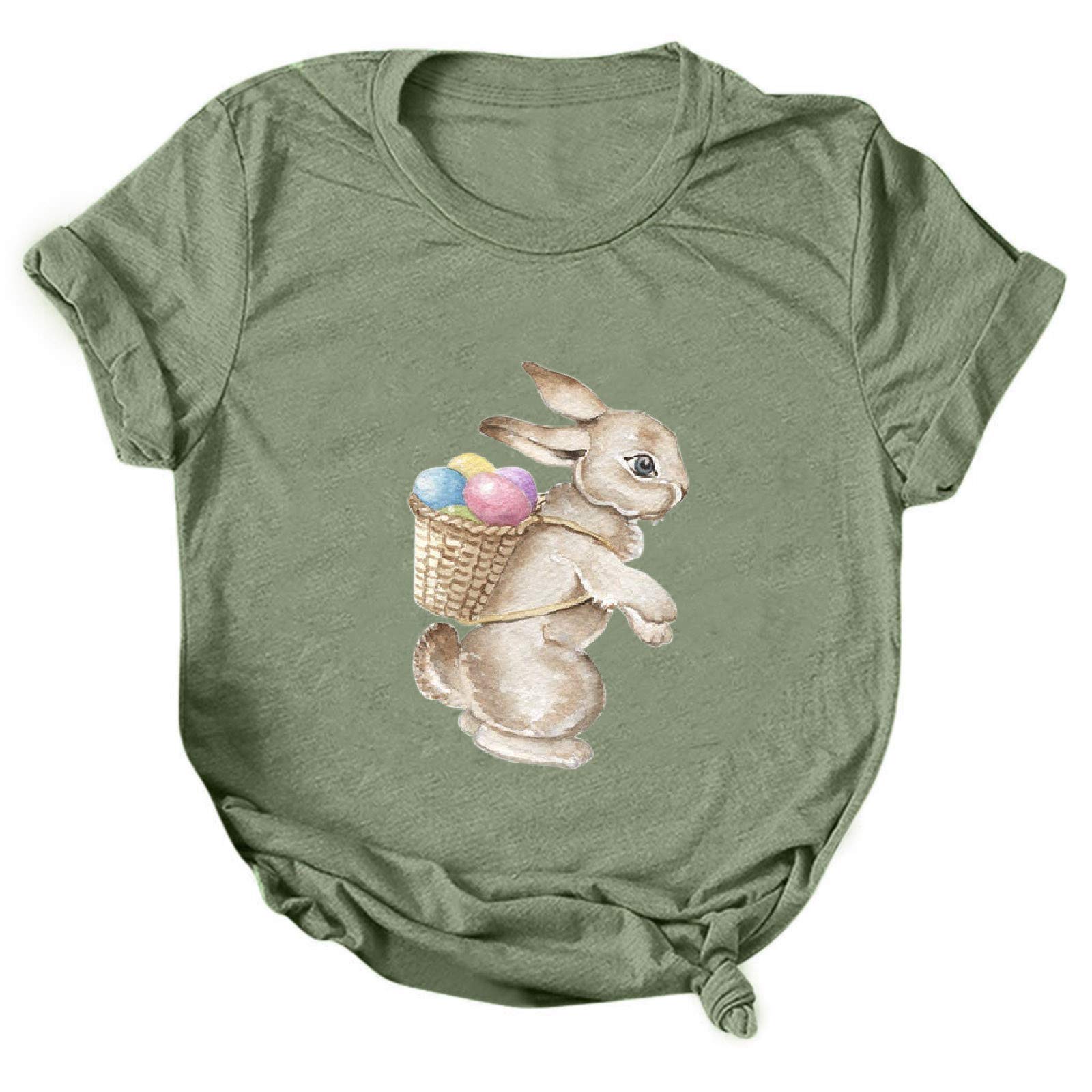 Littleice Women's Summer Tops - Casual Short Sleeve T-Shirt with Round Neck & Printed Design | Easter Blouse for Women | Perfect for Beach, Vacation & Casual Outings