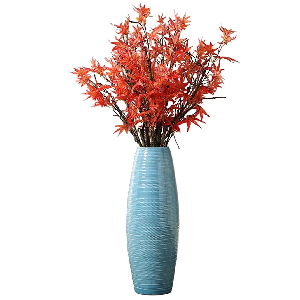 23.6 Inch Blue Ceramic Floor Vase - Modern Nordic Minimalist Home Decor for Living Room, Porch & Entryway - 18×60cm Tall Decorative Vase (Perfect for Floral Arrangements, Farmhouse & Contemporary Interior Design)