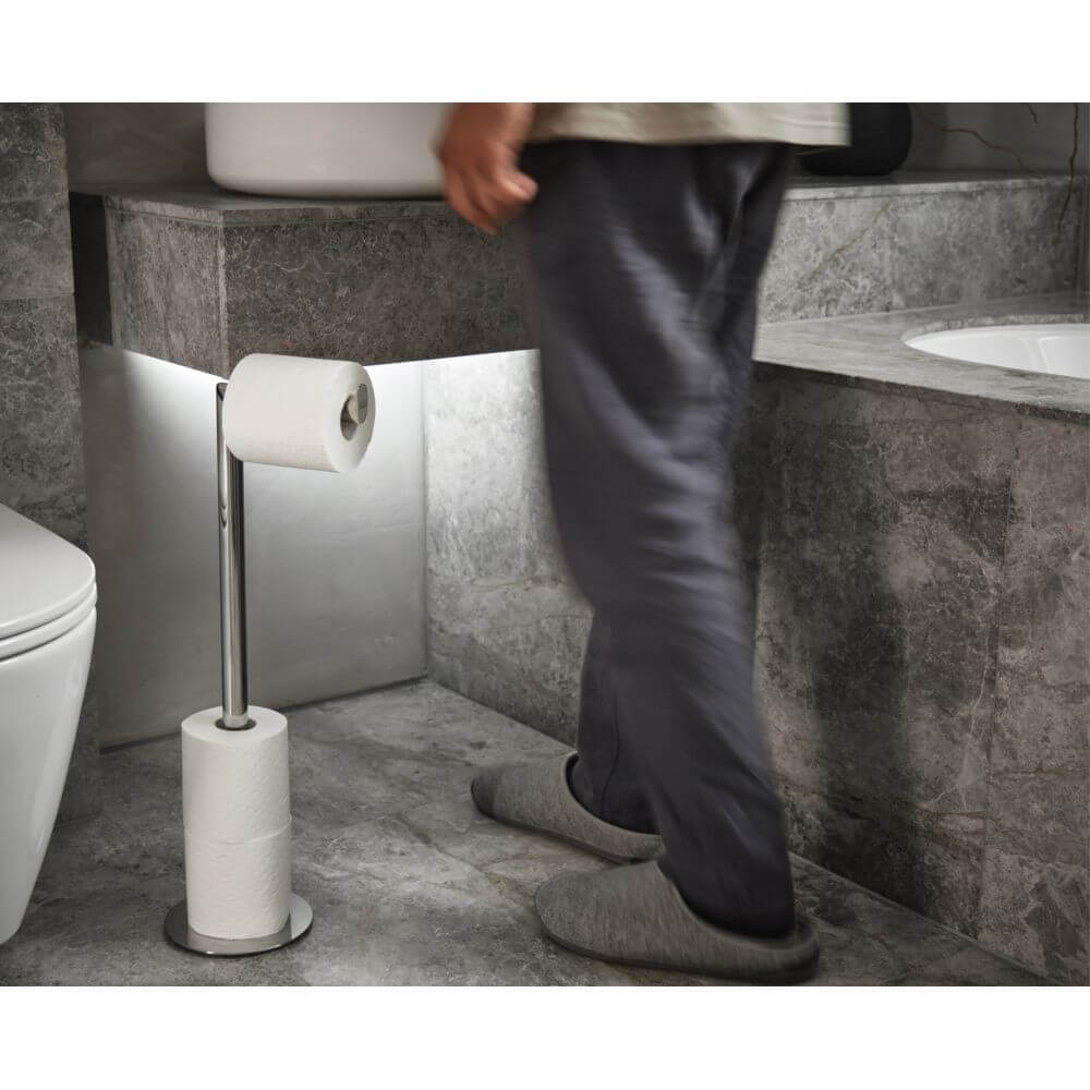 Joseph Joseph Luxe 2-in-1 Toilet Paper Holder - Premium Stainless Steel Bathroom Organizer for Modern Homes | Space-Saving Design for Small Bathrooms & Powder Rooms