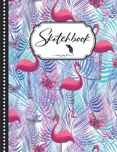 Premium Sketchbook with Flamingo Cover - 8.5 x 11 Inches, 110 Blank Pages for Drawing, Doodling & Creative Ideas - Perfect for Artists, Students & Journaling