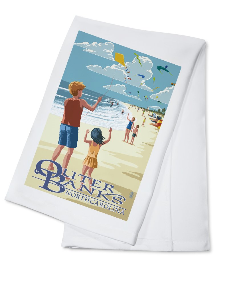 Outer Banks North Carolina Kite Flyers 100% Cotton Tea Towel - Decorative Hand Towel for Kitchen & Home - Perfect for Beach Houses, Coastal Decor & Gift Giving