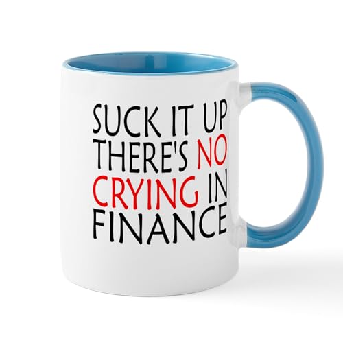 White/Blue Inside - There's No Crying In Finance Mugs