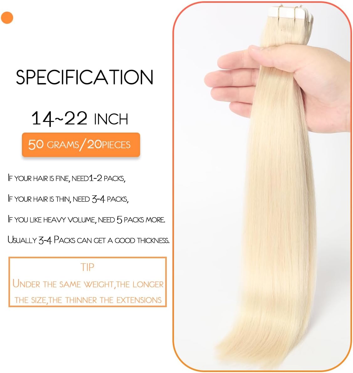 Seamless Skin Weft Tape for Human Hair Extensions - Invisible Hair Integration for Natural Look | Perfect for Daily Wear, Special Occasions & Styling