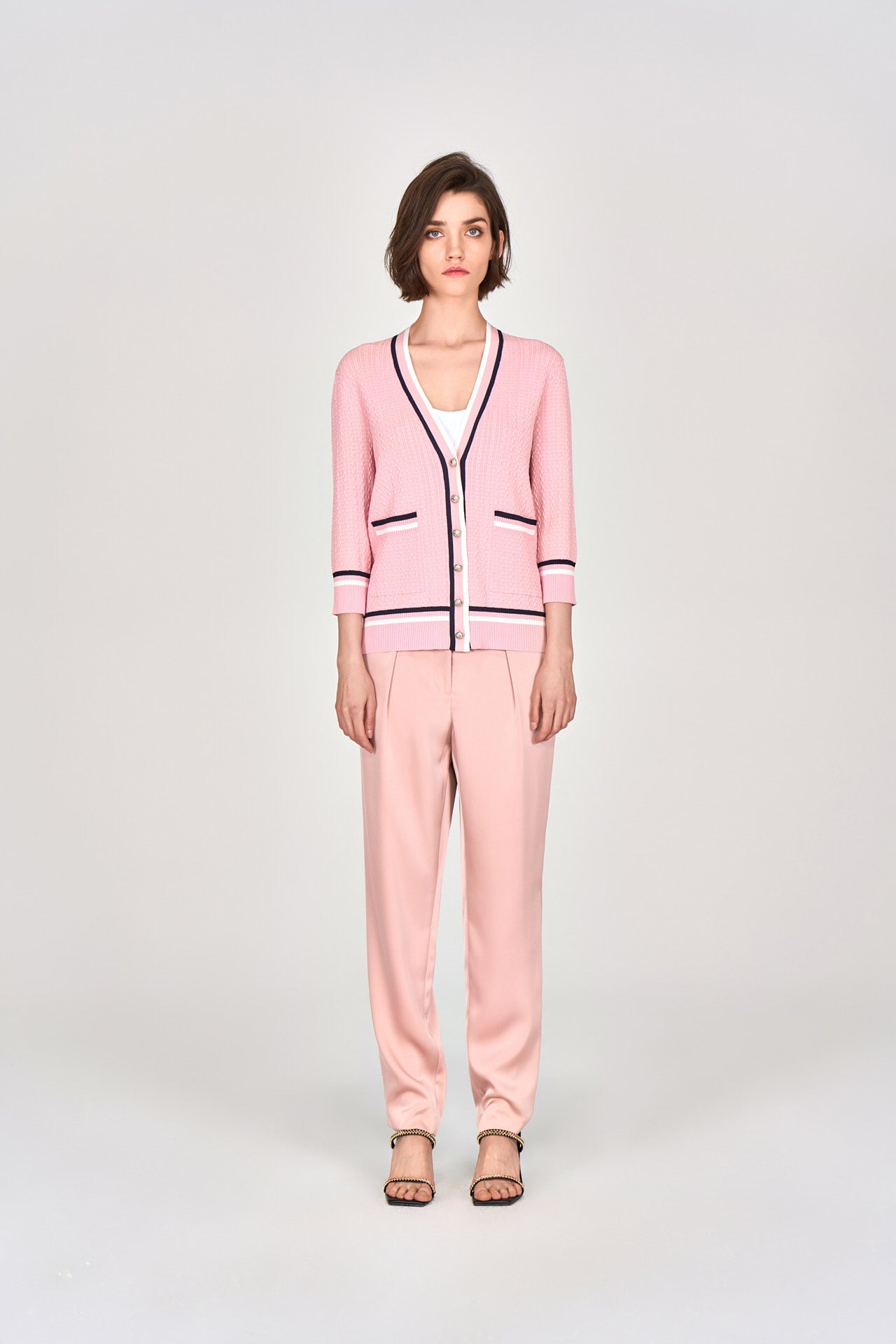 Stylish Pink Sheen Straight Leg Tailored Pants with Elastic Waistband - Perfect for Office Wear, Business Casual & Formal Occasions