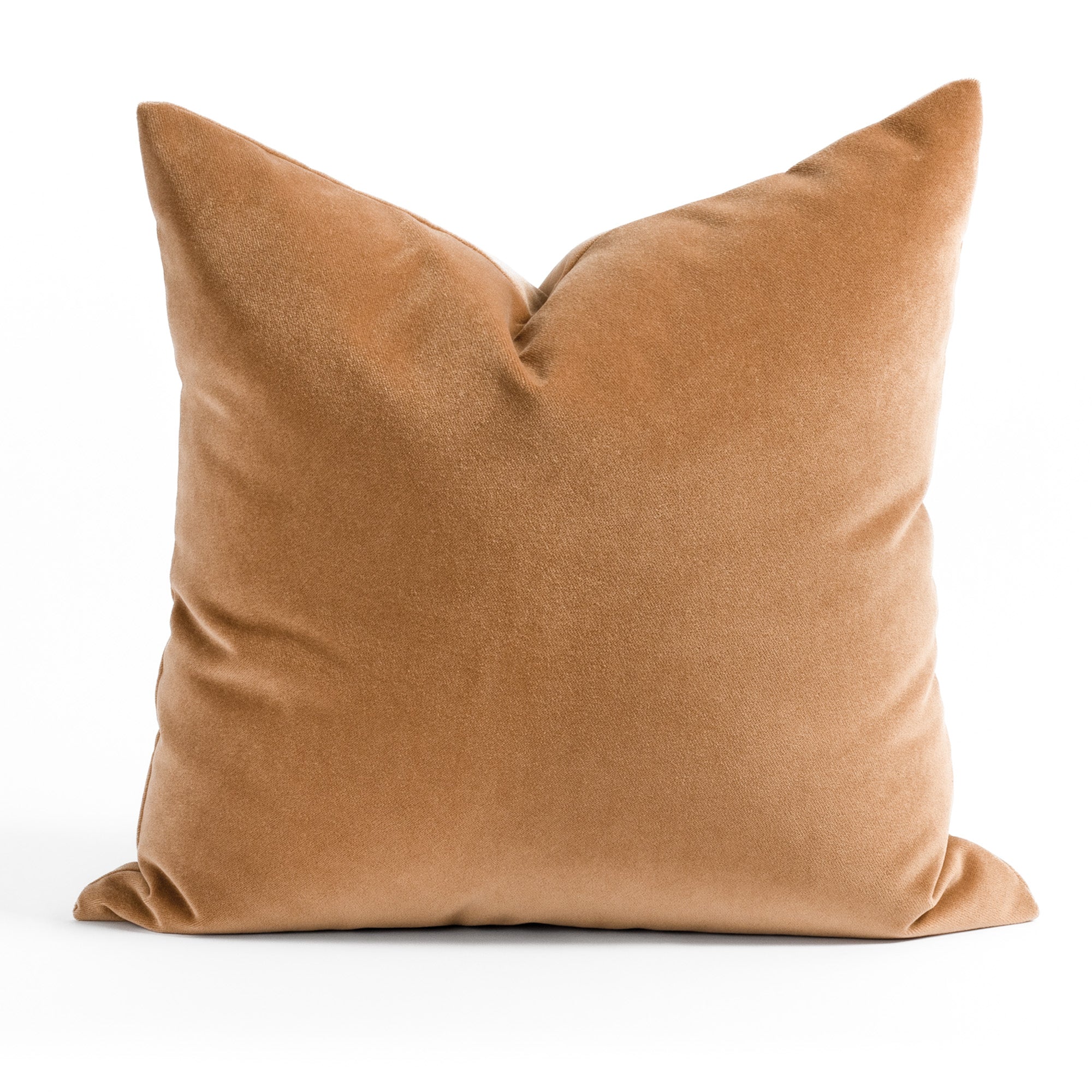 Valentina Velvet 20x20 Decorative Throw Pillow Cover - Soft Nutmeg Brown Cushion for Sofa, Bed & Home Decor