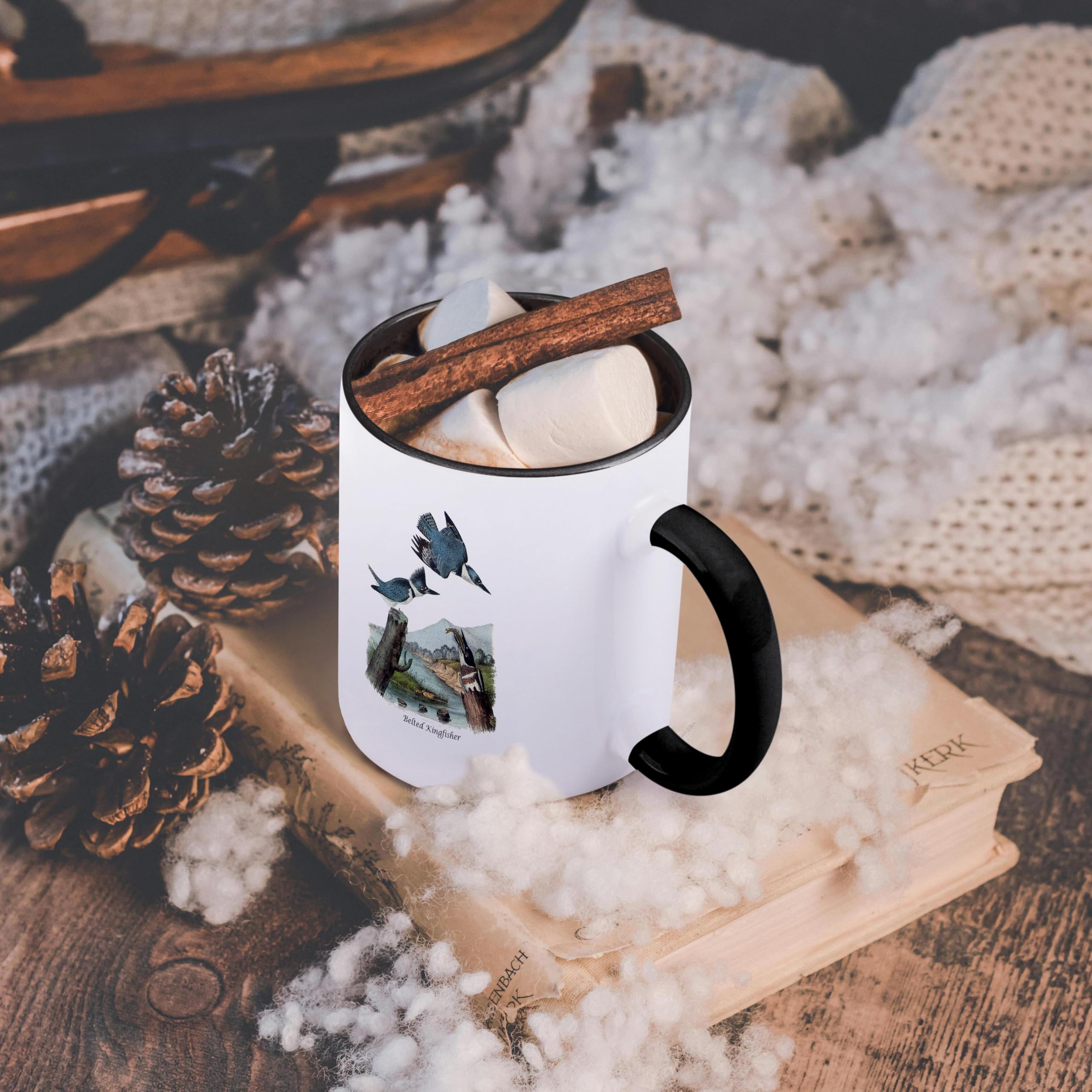 3dRose 11oz Belted Kingfisher Coffee Mug - John James Audubon Collection - Funny Gift for Bird Lovers & Coffee Enthusiasts - Perfect for Home, Office & Outdoor Use