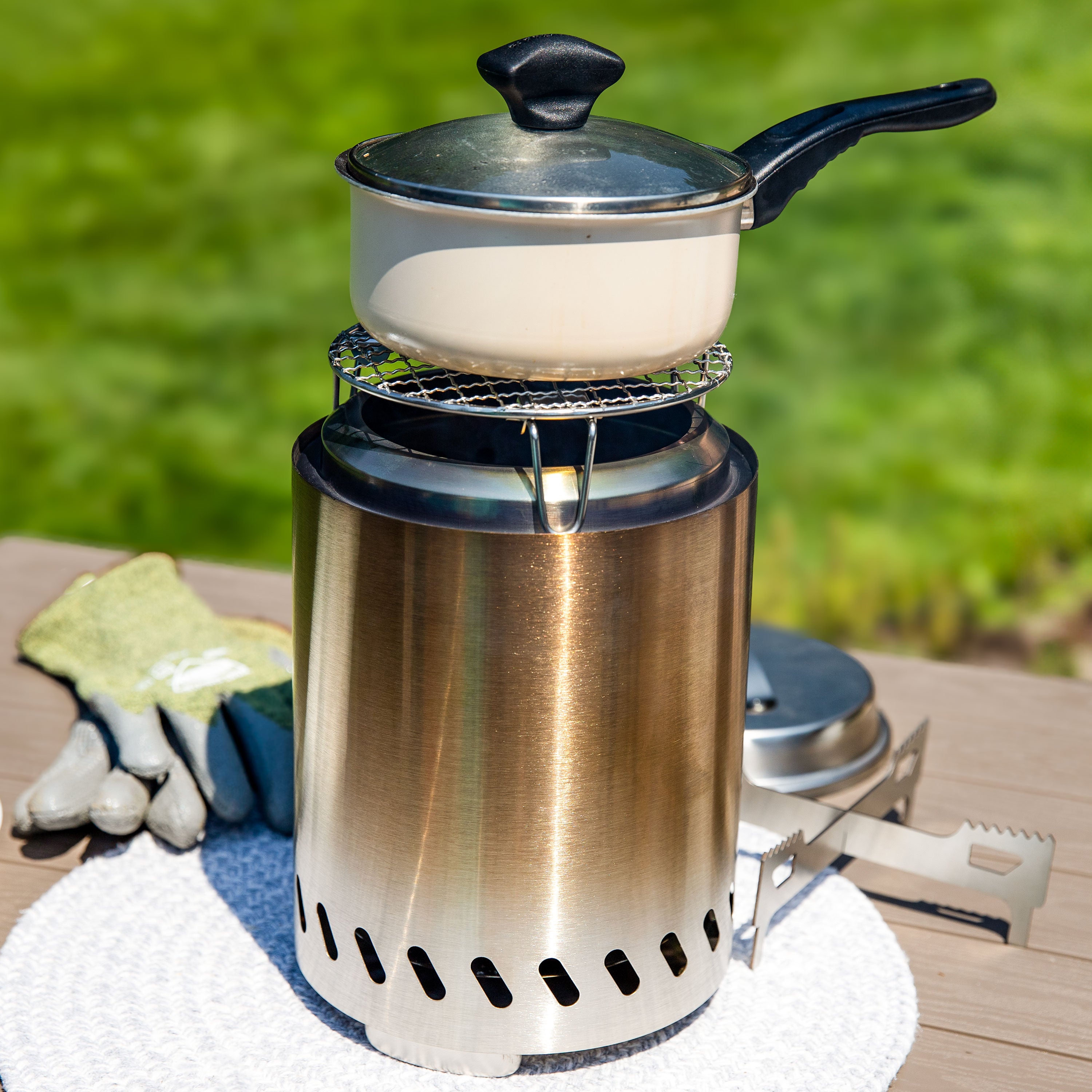 Sunnydaze 3-Piece Stainless Steel Smokeless Fire Pit Accessory Kit - Outdoor Camping, Backyard, Patio, and Garden Fire Pit Tools Set