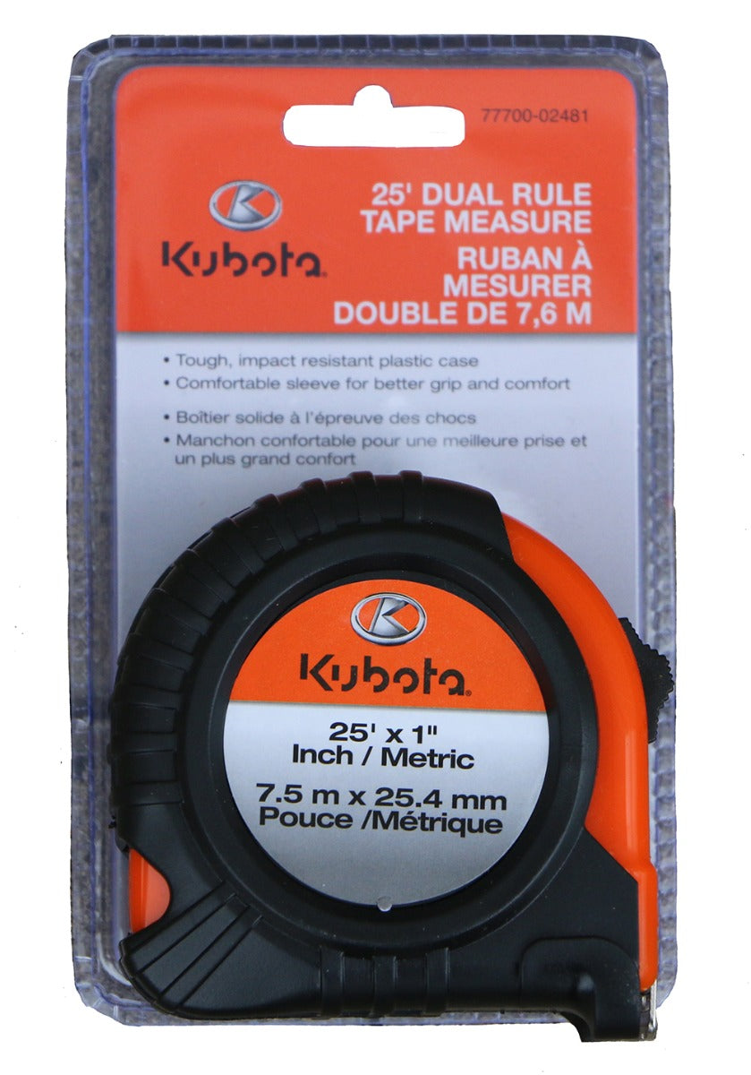 Kubota 25-Foot Heavy Duty Measuring Tape 77700-02481 - Perfect for Construction, Carpentry & DIY Home Projects