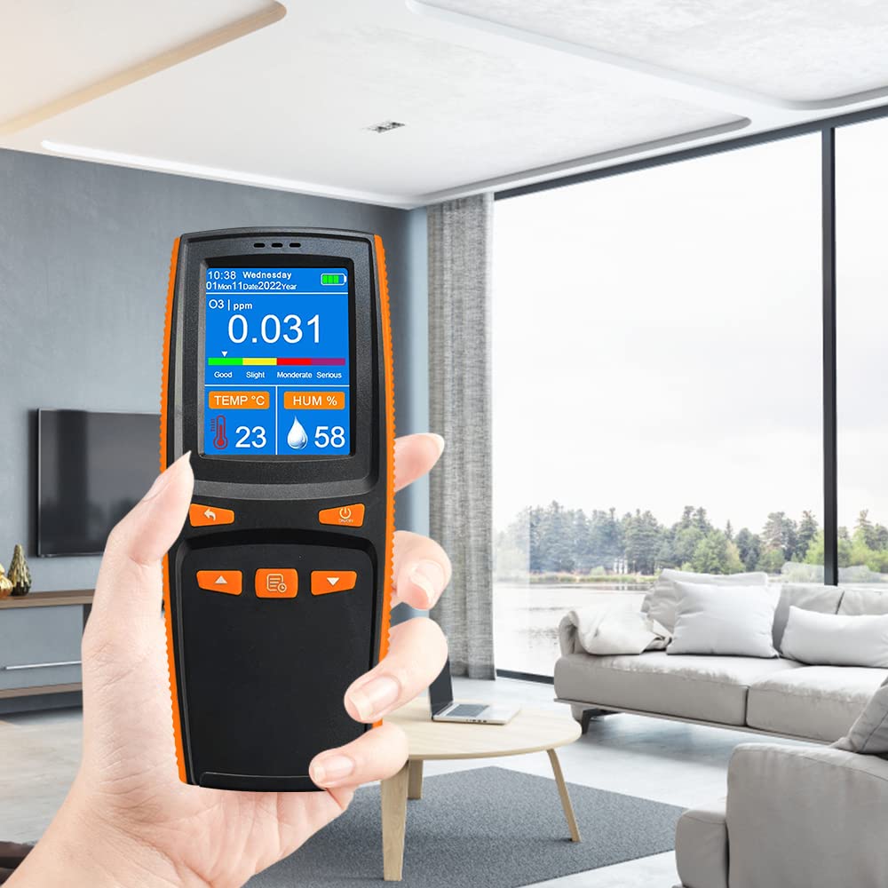 Ozone Detector & O3 Air Quality Monitor - Portable Gas Tester Meter for Home, Indoor Air Pollution Detection - Perfect for Kitchen, Bedroom, Office and Baby Room Safety Monitoring