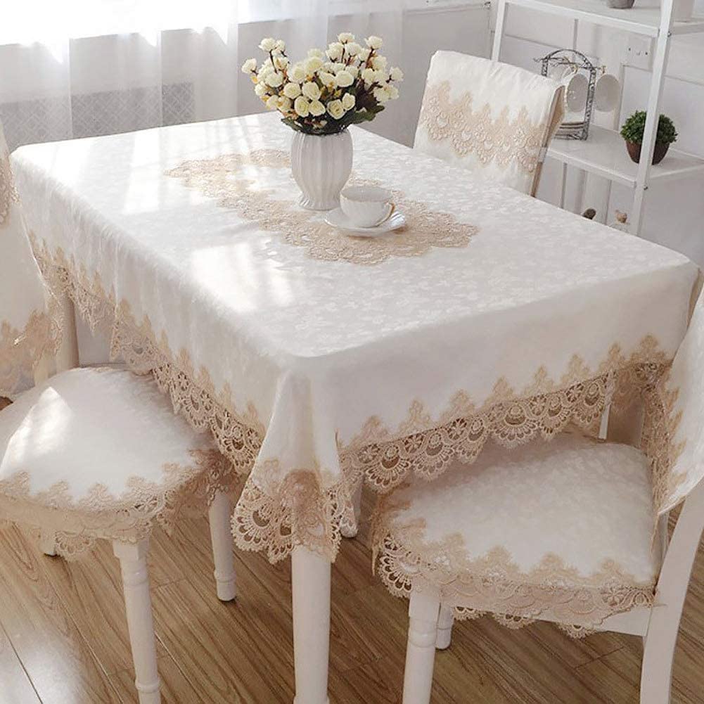 Elegant Embroidered Lace Rectangle Tablecloth - Wrinkle-Free Dining Table Cover for Kitchen, Living Room, Party & Wedding - Perfect for Banquets, Restaurants and Outdoor Events