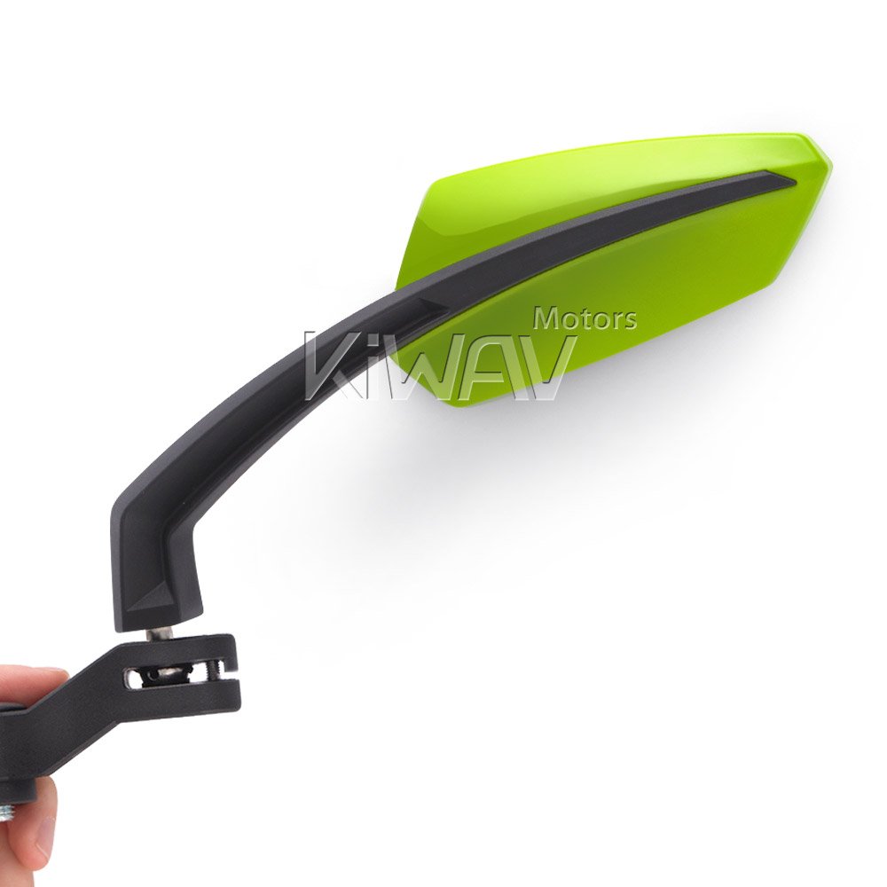 KiWAV Motorcycle Mirrors - Tulip Green with 8mm & 10mm Adapters for Harley, Honda, Yamaha - Enhanced Rear View Safety for Cruisers & Street Bikes