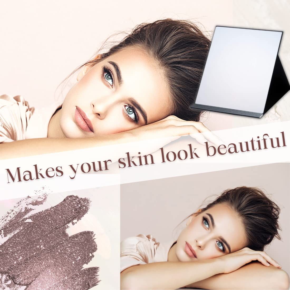 HORIUCHI Folding Travel Mirror - Portable Compact Foldable Mirror for Makeup, Shaving, Grooming - Perfect for Travel, Camping, Home & Office Use (6.8