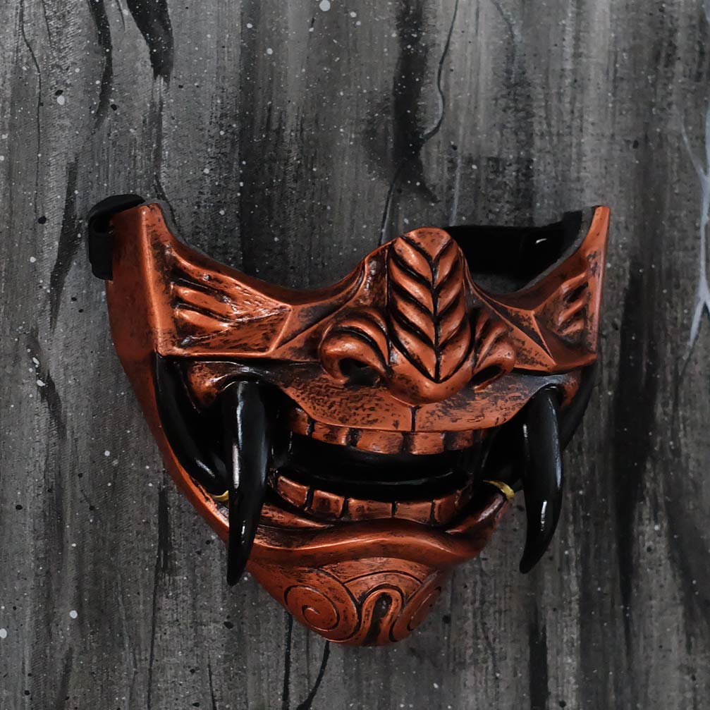 Samurai Oni Mask - Japanese Demon Warrior Helmet for Paintball, Airsoft, Halloween Costume, Ninja Cosplay, Bushido Armor & Motorcycle Riding | Perfect for LARP, Theatrical Performances & Medieval Festivals