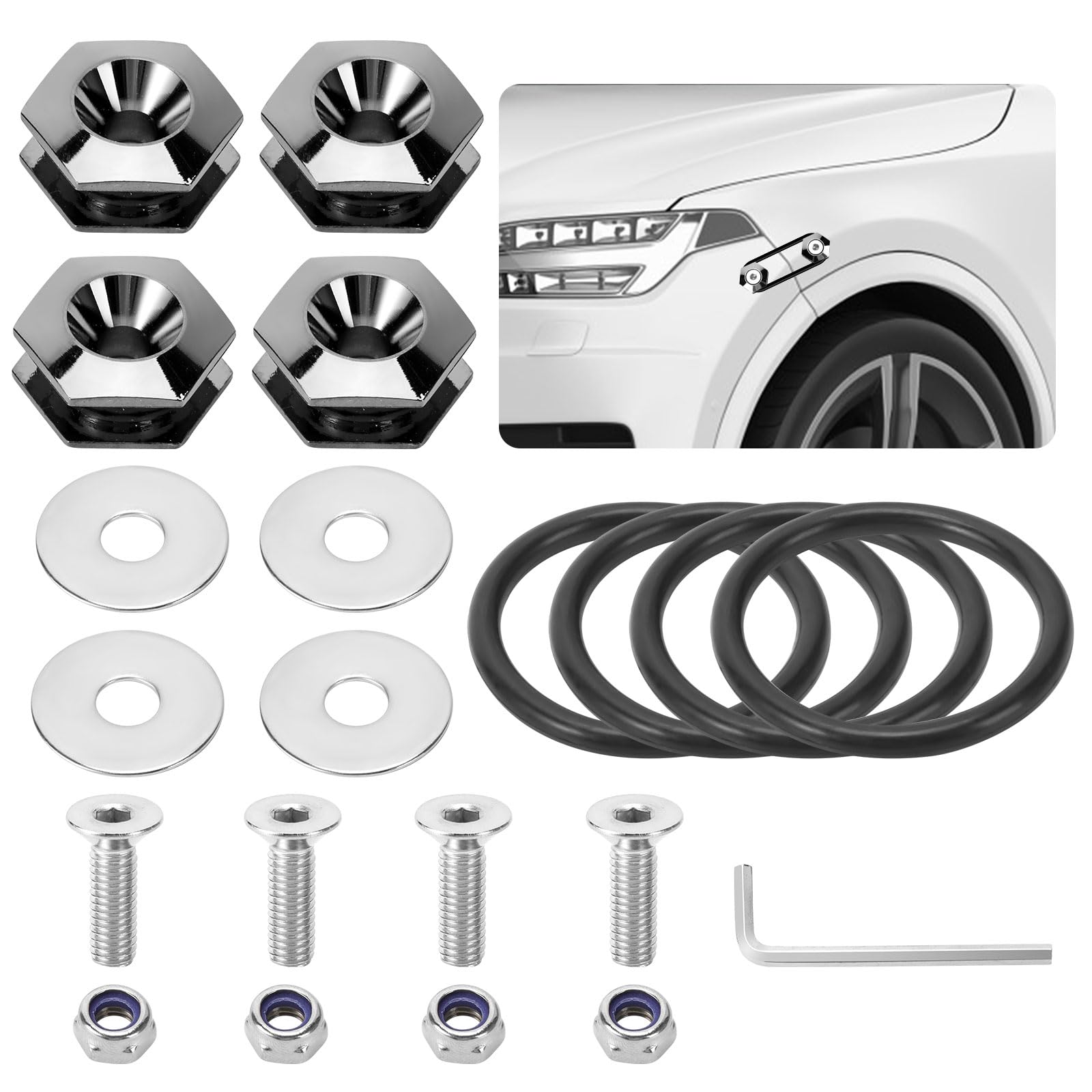 Universal Car Bumper Quick Release Kit - Dark Black Quick Release Bumper Holder & Fasteners for Easy Front Bumper Installation | Perfect for Car Modifications, Auto Body Repairs, and Custom Vehicle Styling