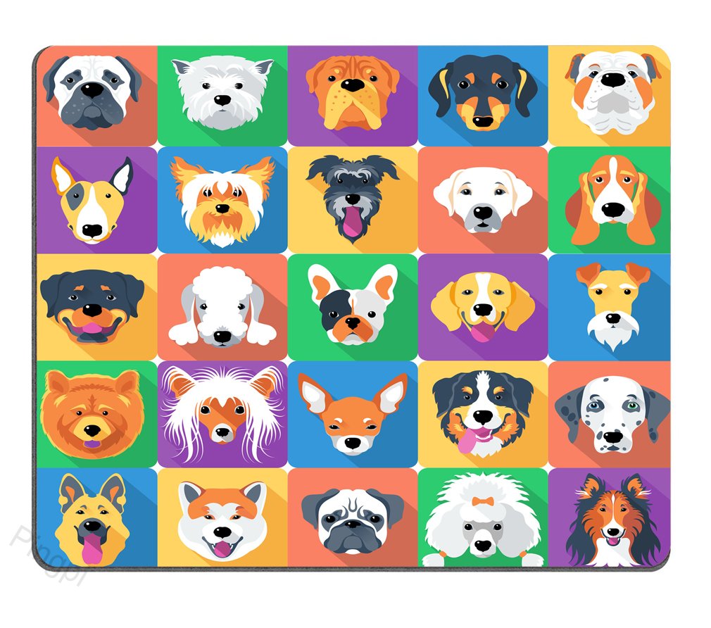 Dog Lover Mouse Pad - Non-Slip Gaming Mousepad with Cute Dog Breed Illustrations (Shepherd, Terrier, Labrador) - Perfect for Office, Home & Gaming Setup