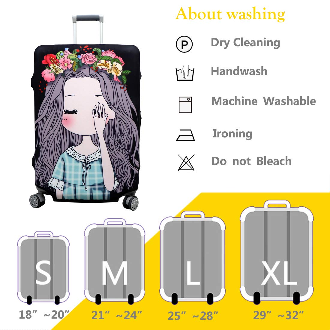 TAPE FIVE Washable Travel Luggage Cover - Thickened Spandex Protective Suitcase Cover for 18/24/28/32 Inch Bags (M Size 22