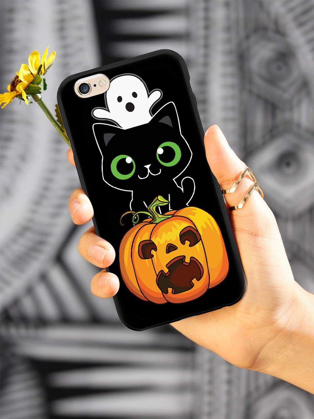 **Inspired Cases for iPhone 12 Pro - 3D Textured Protective Phone Cover with Cute Halloween Trio Design (Black) - Durable & Stylish Case for Everyday Use, Work, and Travel**