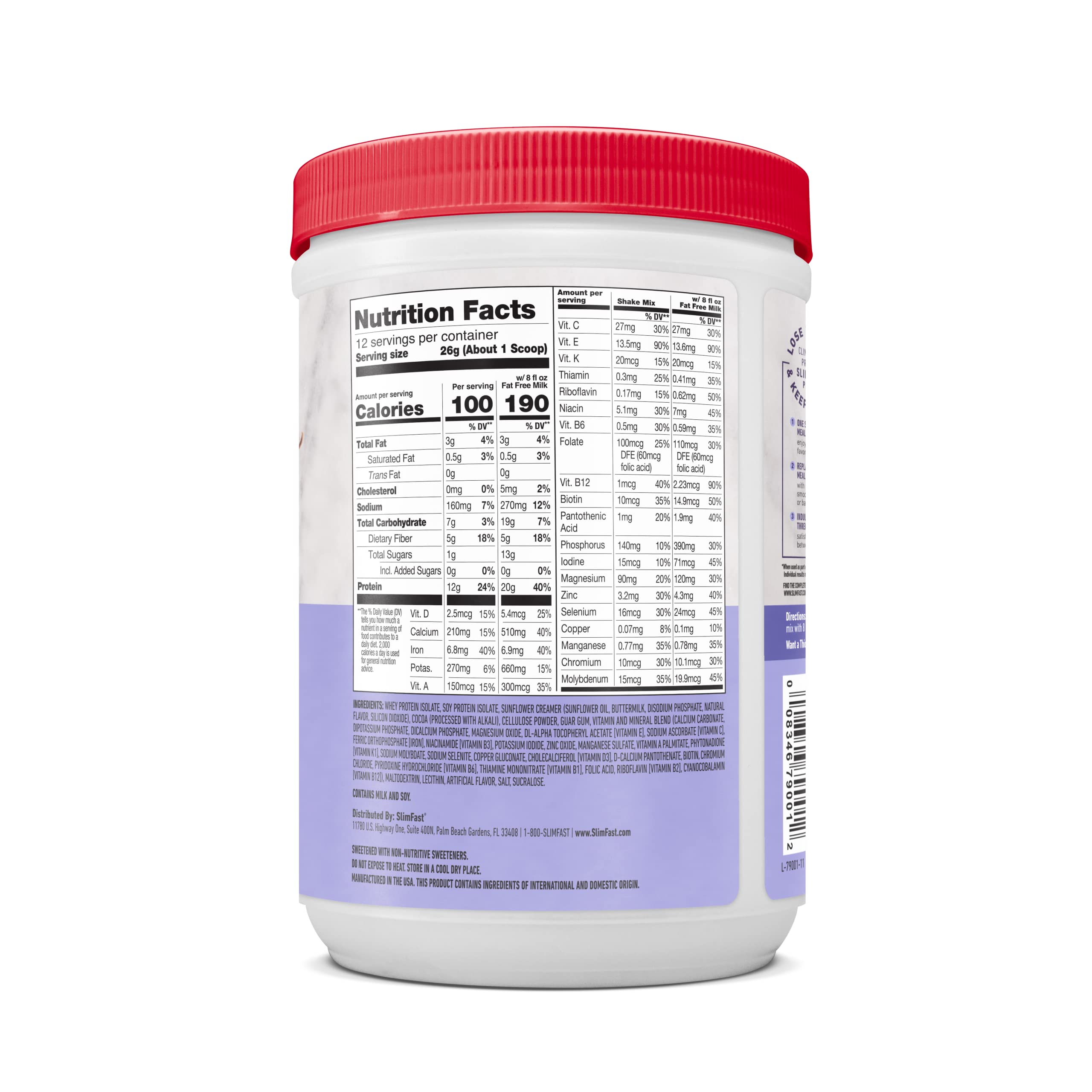 SlimFast High Protein Meal Replacement Shake Powder - 24 Servings (2 Pack), Advanced Nutrition Smoothie Mix for Weight Loss & Digestive Support, Gluten Free, Creamy Chocolate Flavor, 20g Protein per Serving - Perfect for Breakfast, Post-Workout or On-the-Go Nutrition (Packaging May Vary)