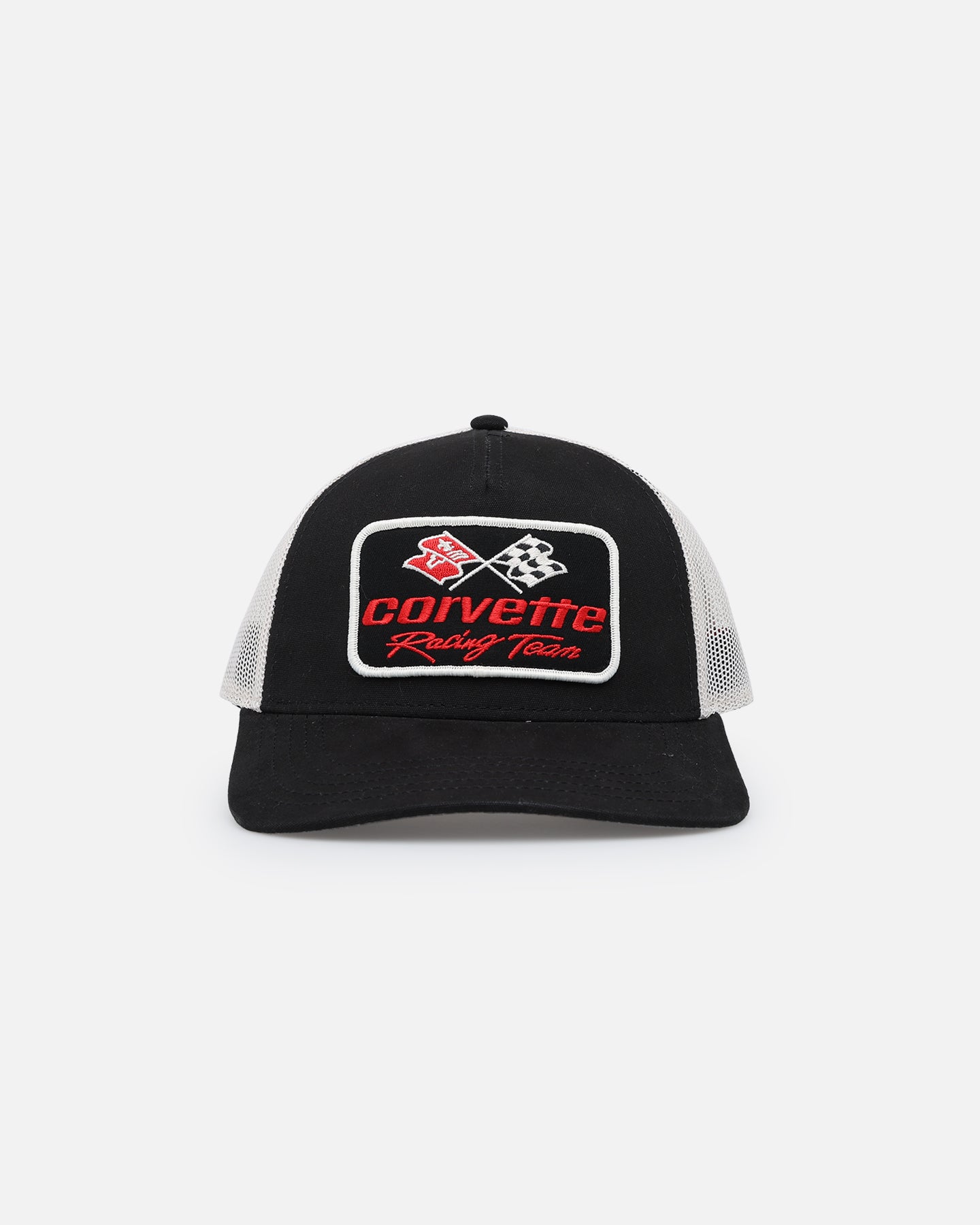 American Needle Twill Valin Patch Trucker Snapback Cap - Ivory/Black - Perfect for Casual Wear, Sports & Street Fashion