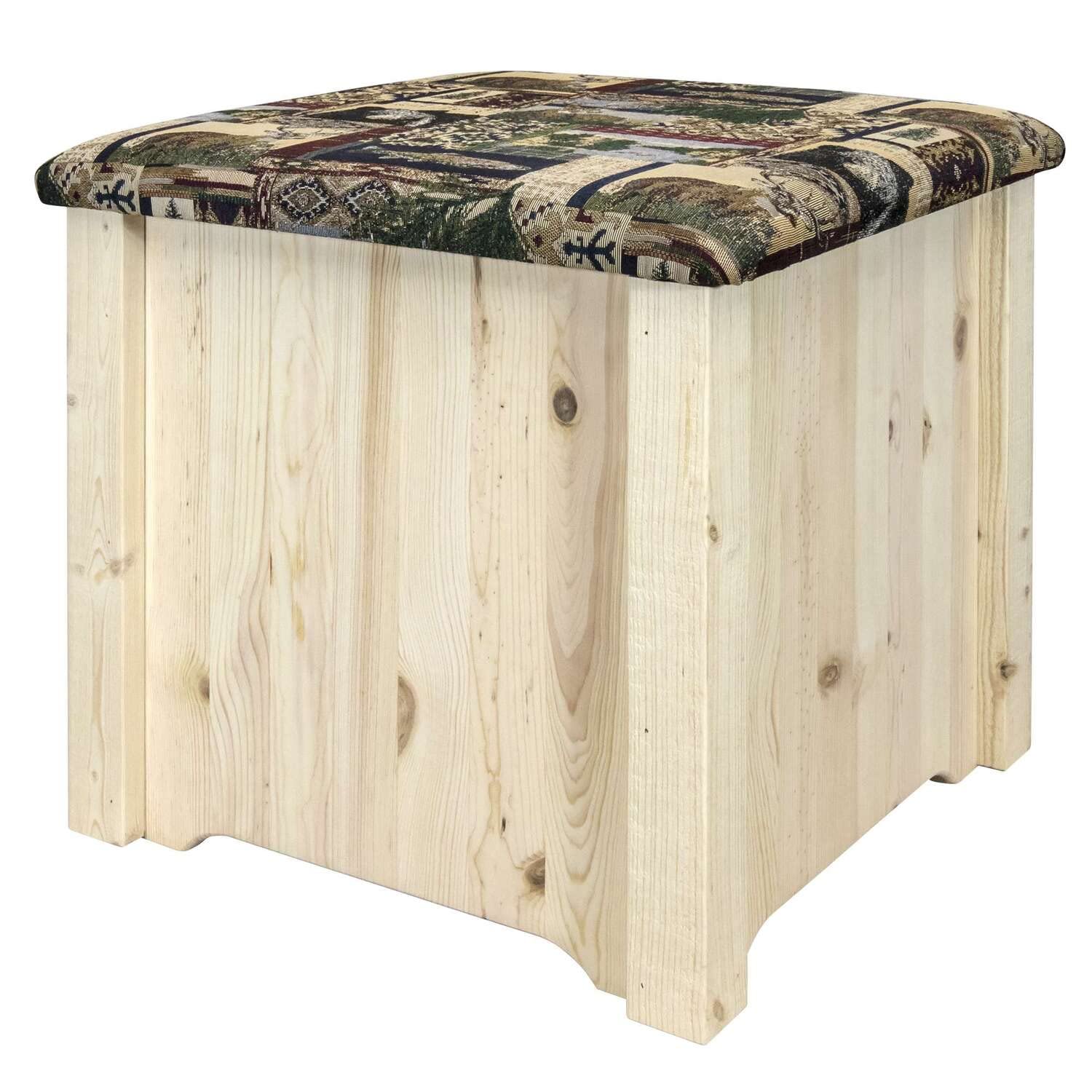 Montana Woodworks Homestead Collection Upholstered Storage Ottoman - Unfinished DIY Furniture for Living Room, Bedroom & Home Decor