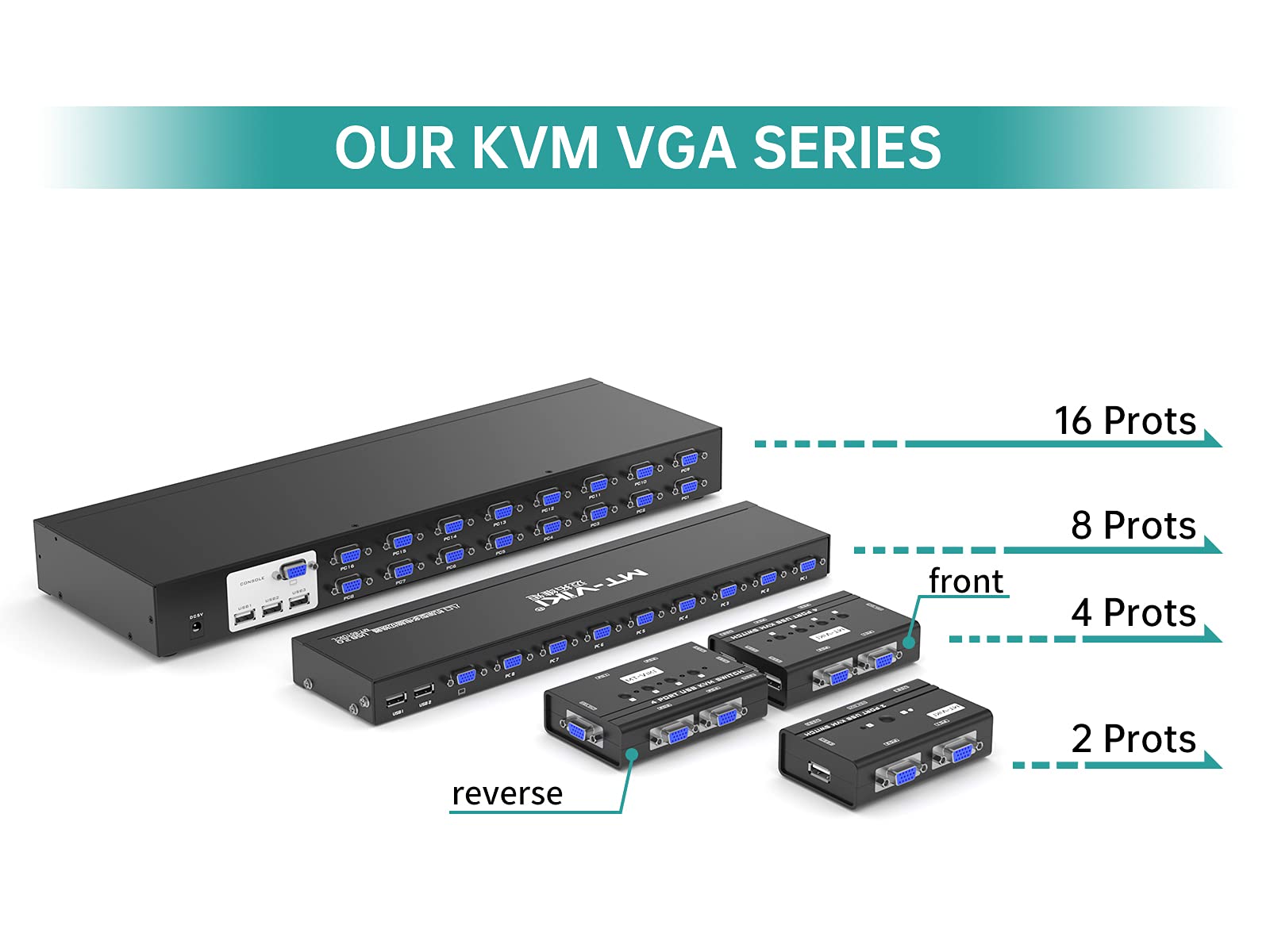 MT-VIKI 2 Port & 8 Port VGA KVM Switch - Dual Monitor Control for Home Office & Data Center | USB Keyboard Video Mouse Switcher for Multiple Computers