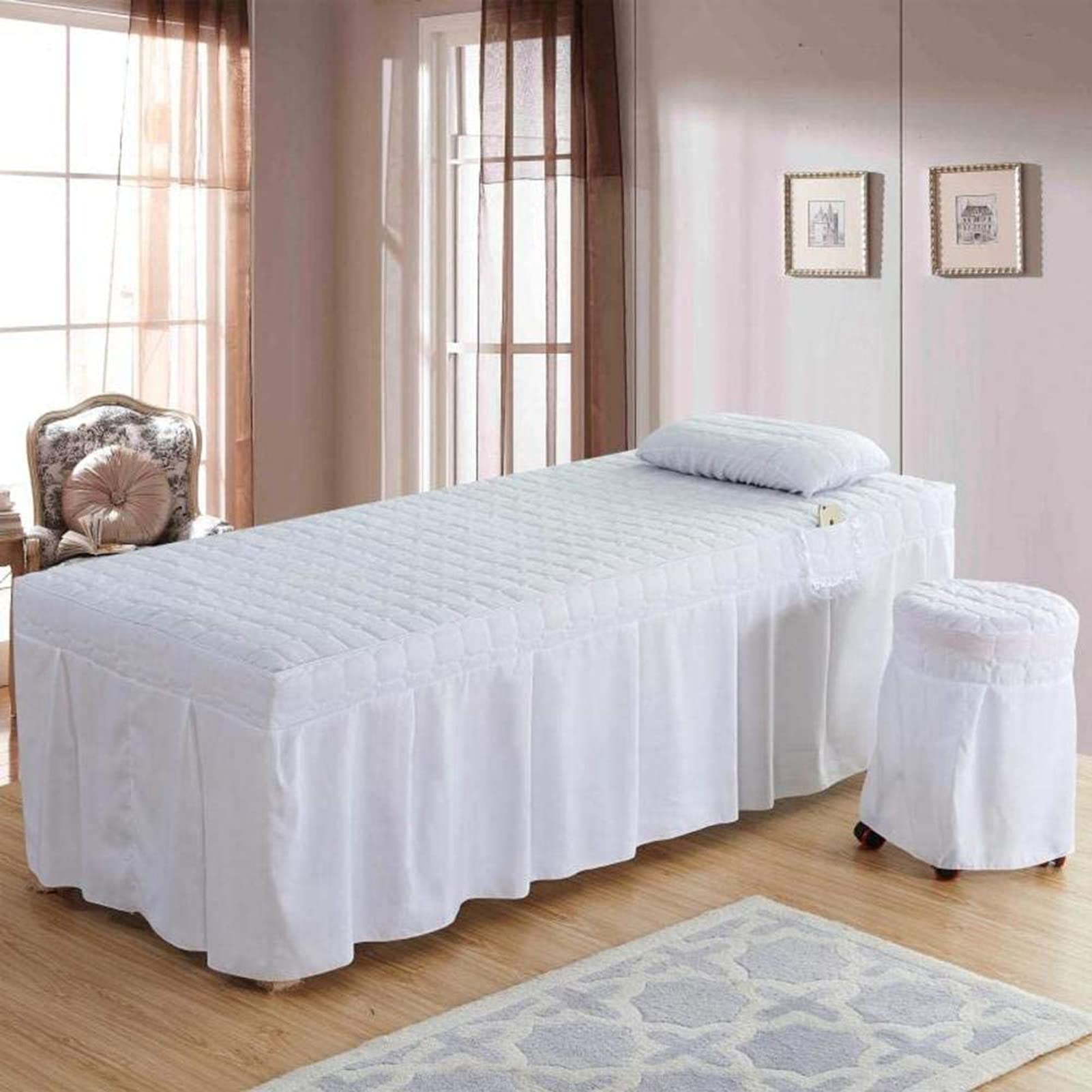 Professional SPA Massage Table Bed Skirt - Elastic Beauty Salon Bedspread, Cotton Dust Ruffle for Physiotherapy & Linens | Perfect for Spa Treatments, Salon Services & Home Massage Therapy