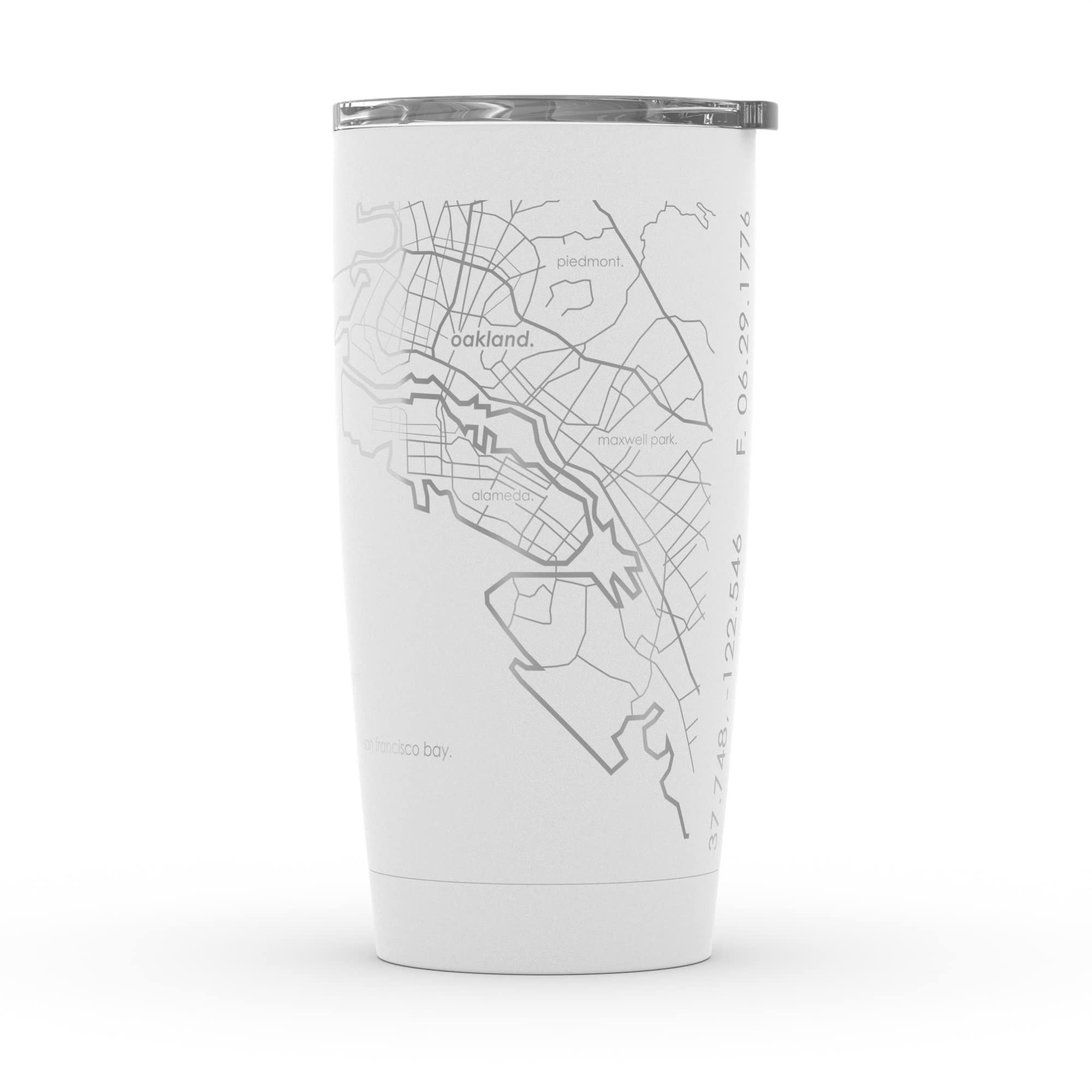 Personalized San Francisco California Map Stainless Steel Tumbler - 20oz Insulated Travel Mug with Etched City Design, White - Perfect for Coffee, Tea & Outdoor Adventures